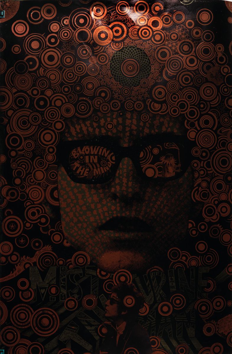 Martin Sharp, 1942-2013 Sydney, Mister Tambourine Man - Blowing in the Mind, 1967, Offsetlithographie aus goldfoliertem Papier, im Druck signiert, ...