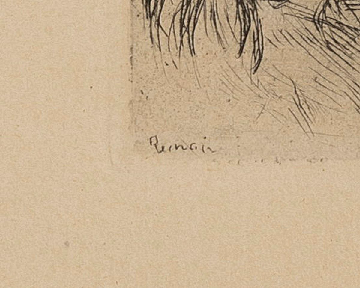 Detail a: Pierre-Auguste Renoir, 1841-1919, Le chapeau epinglé, Radierung, links unten in der Platte signiert, ca. 11.8x8.4cm, PP, u.Gl., R ca. 44x34cm