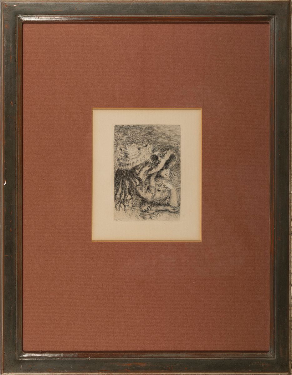 Detail k: Pierre-Auguste Renoir, 1841-1919, Le chapeau epinglé, Radierung, links unten in der Platte signiert, ca. 11.8x8.4cm, PP, u.Gl., R ca. 44x34cm