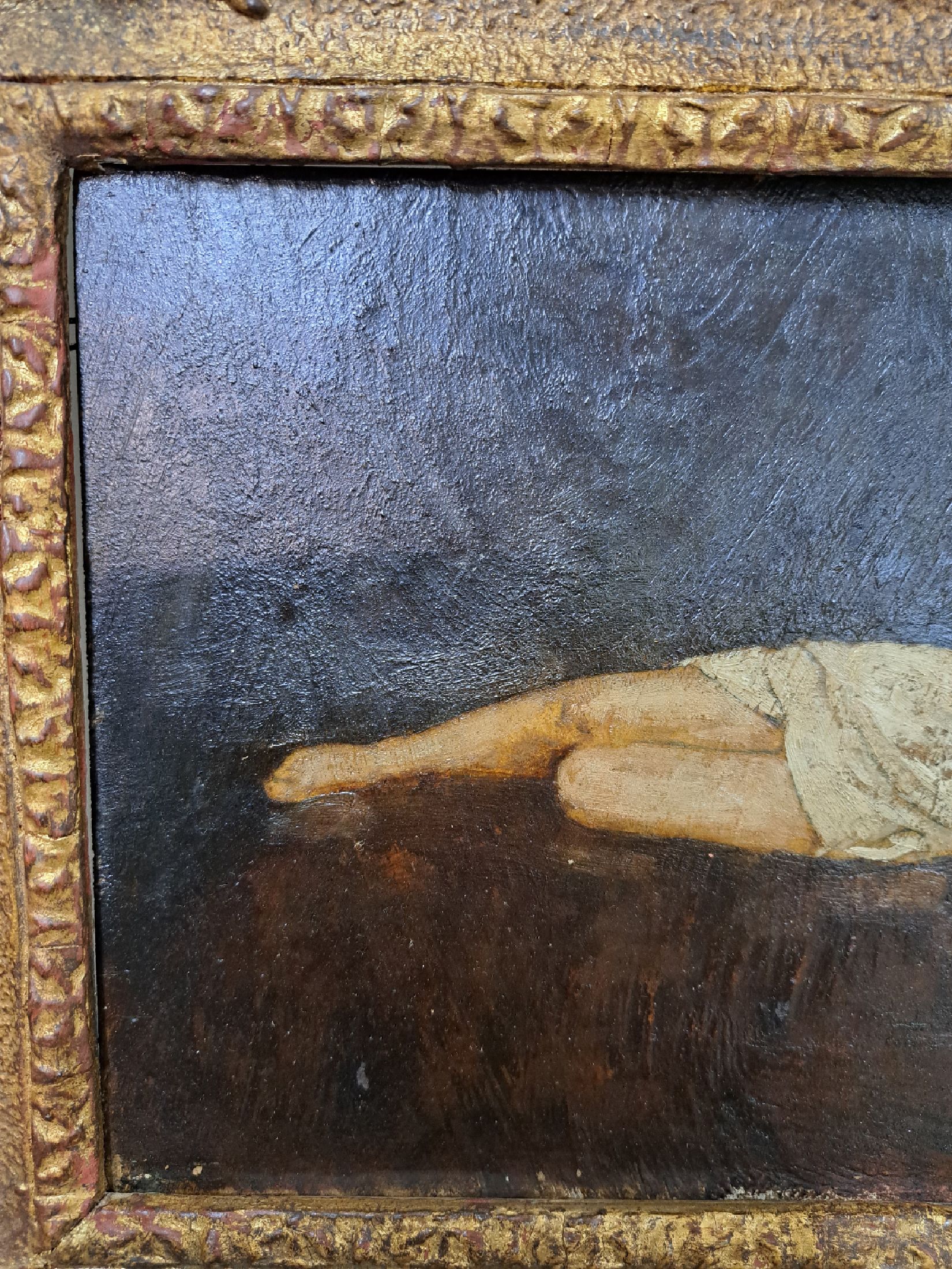 Detail b: Armin Glatter, 1861 Kaschau-1931 Budapest, liegender Halbakt, Öl/Holzplatte, rechts unten schwer lesbar signiert (schwarz auf braun), ca. 20x30cm, ...