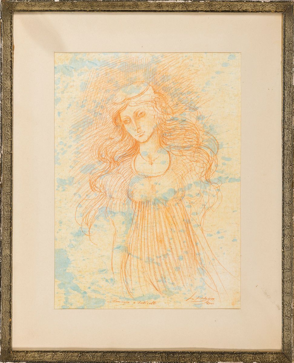 Detail k: Werner Holz, 1948 Grünstadt-1991 Ludwigshafen, Hommage a Botticelli, aquarellierte Rötelzeichnung, sign., dat. 1979 und bez. Rom,betitelt, ca. ...