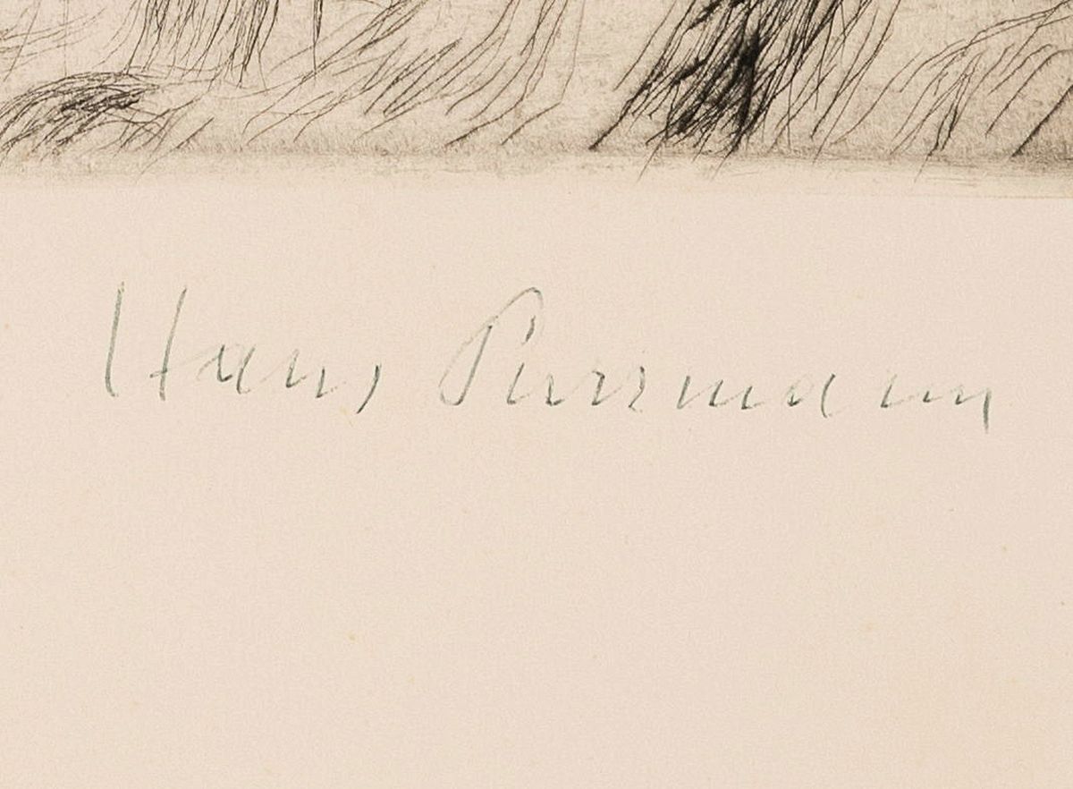 Detail a: Hans Purrmann, 1880 Speyer-1966 Basel, Bildnis der Eva Maria Henschel, Kaltnadelradierung von 1960, rechts unten handsigniert, num. 70/103, Abb. ca. ...