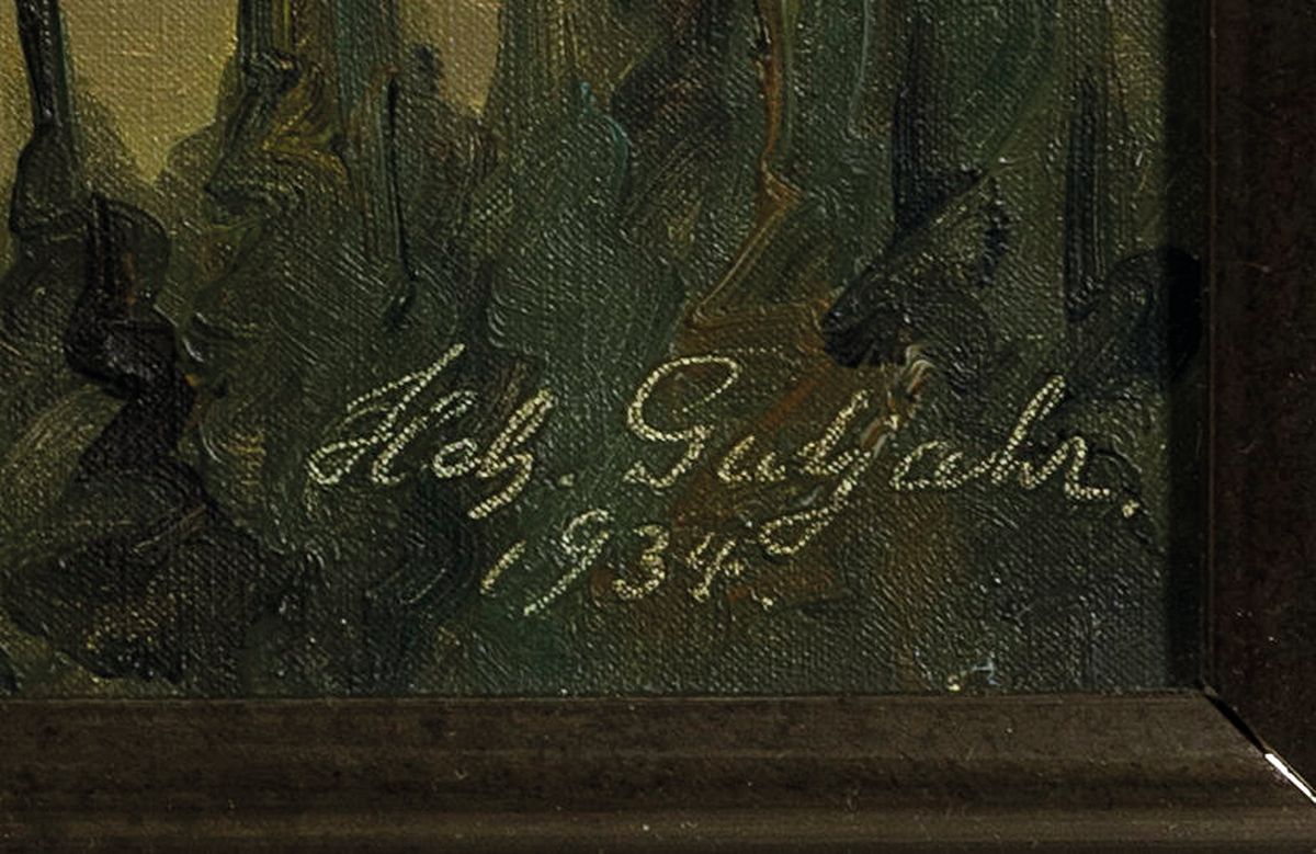 Detail a: Heinrich Gutjahr, 1889 Mannheim-1973 Furtwangen, "Wolkenstimmung", Schwarzwald -Landschaft, auf Keilrahmen bez., signiert u. datiert 1943, ...