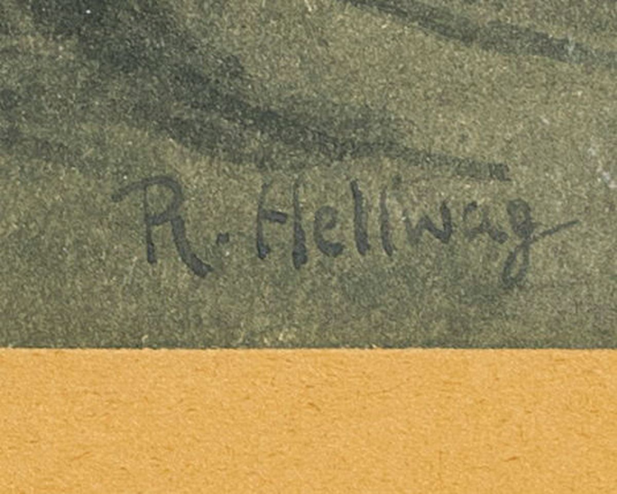 Detail a: Rudolf Hellwag, 1867 Innsbruck-1942 Berlin, Studium an den Akademien München und Karlsruhe, Aquarell, Seestück, Segelschiff vor ...