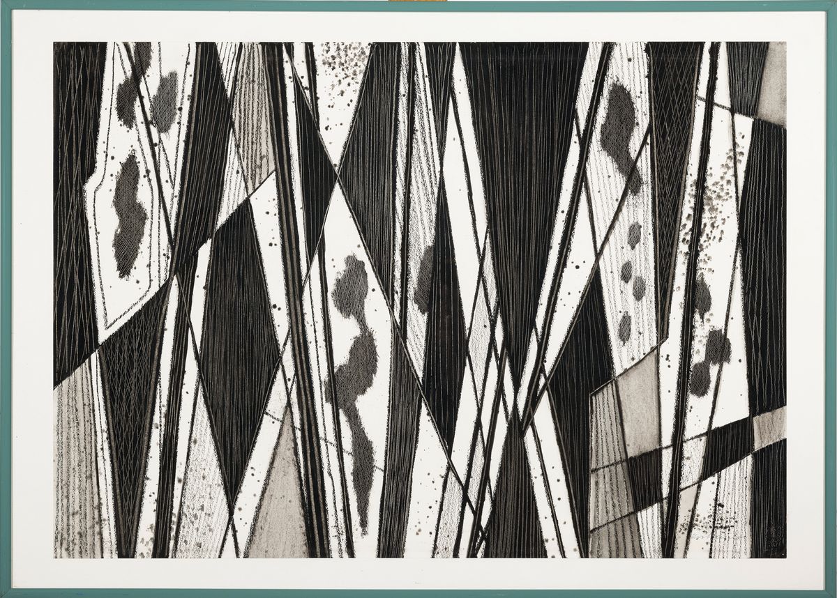 Detail m: Georg Vorhauer, 1903 Paris-1981 Neustadt an der Weinstraße, 2 Mischtechniken mit abstrakten Kompositionen, beide handsigniert, ca. 44x62cm, u.Gl., ...