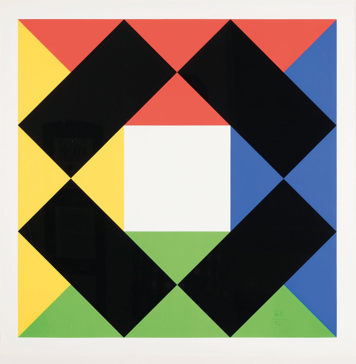 Max Bill, 1908 Winterthur-1994 Berlin, Farbserigraphie von 1972, rechts unten handsigniert und dat., ca. 60x60cm, PP, u.Gl., R. ca. 94x94cm