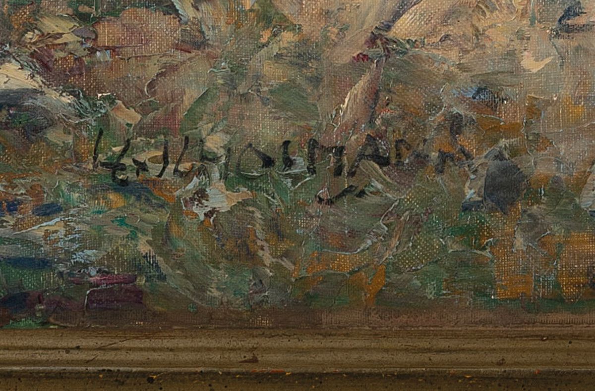 Detail a: Ludwig Gschosmann, 1894 Straßburg-1988 Tegernsee, Parforce-Jagd, Öl/Lwd, links unten sign., ca. 80x100cm, R. ca. 99x119cm