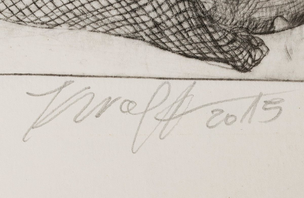 Detail a: Kraft, Zeitgenössische Künstlerin, 3 Radierungen, 2 mit Übermalung, sign.. dat. 2 als Unikum bezeichnet, je ca.29,5x21 cm