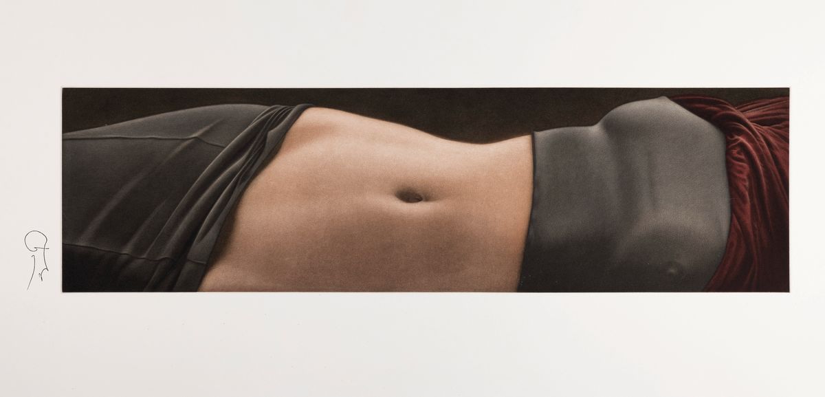 Willi Kissmer, geb. 1951, Radierung, langer Akt, unten mit Stempelsignatur, verso mit dem Nachlasstempel von Willi Kissmer, ca. 93x39 cm