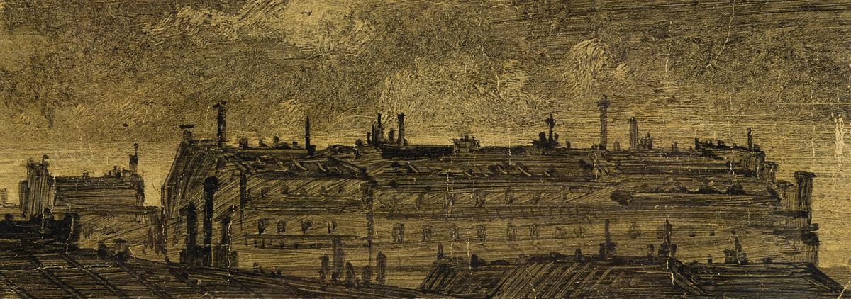 Detail a: Frederick Juncker, gest. 1906 in Paris, Schüler von L. Cogniet, Lit. vgl. Bénézit, hier: 3 Mischtechniken in Aquarell und Tusche, 1.) Waldweg, ca. ...