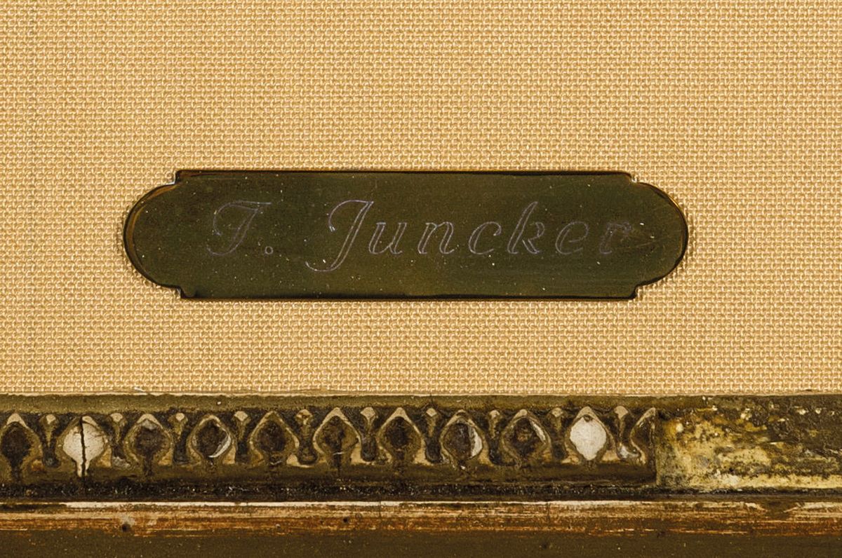 Detail b: Frederick Juncker, gest. 1906 in Paris, Schüler von L. Cogniet, Lit. vgl. Bénézit, hier: 3 Mischtechniken in Aquarell und Tusche, 1.) Waldweg, ca. ...