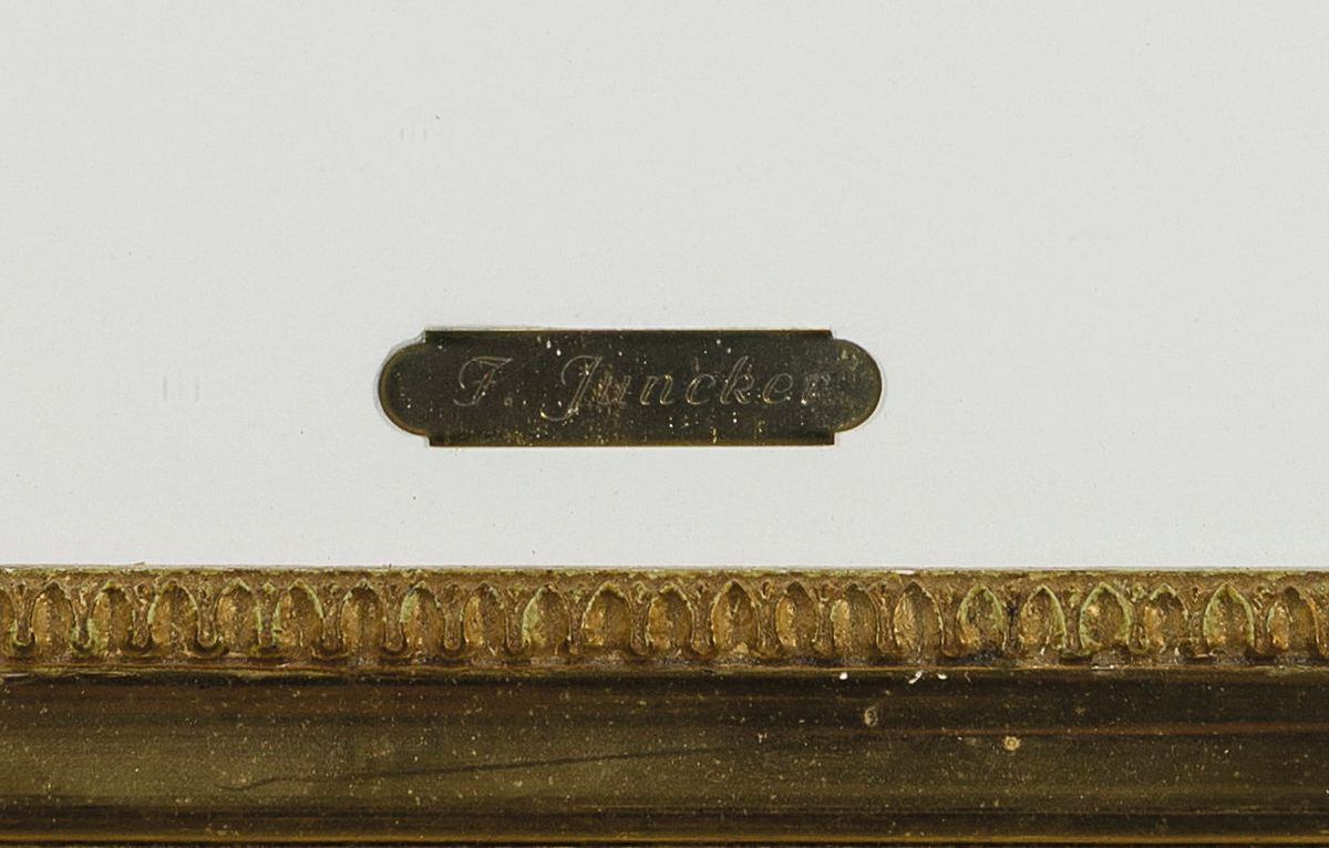 Detail c: Frederick Juncker, gest. 1906 in Paris, Schüler von L. Cogniet, Lit. vgl. Bénézit, hier: 3 Mischtechniken in Aquarell und Tusche, 1.) Waldweg, ca. ...