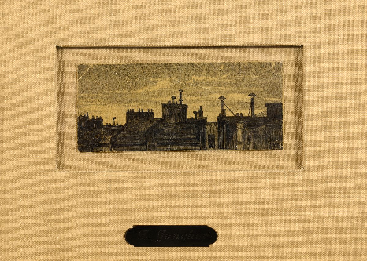 Detail d: Frederick Juncker, gest. 1906 in Paris, Schüler von L. Cogniet, Lit. vgl. Bénézit, hier: 3 Mischtechniken in Aquarell und Tusche, 1.) Waldweg, ca. ...