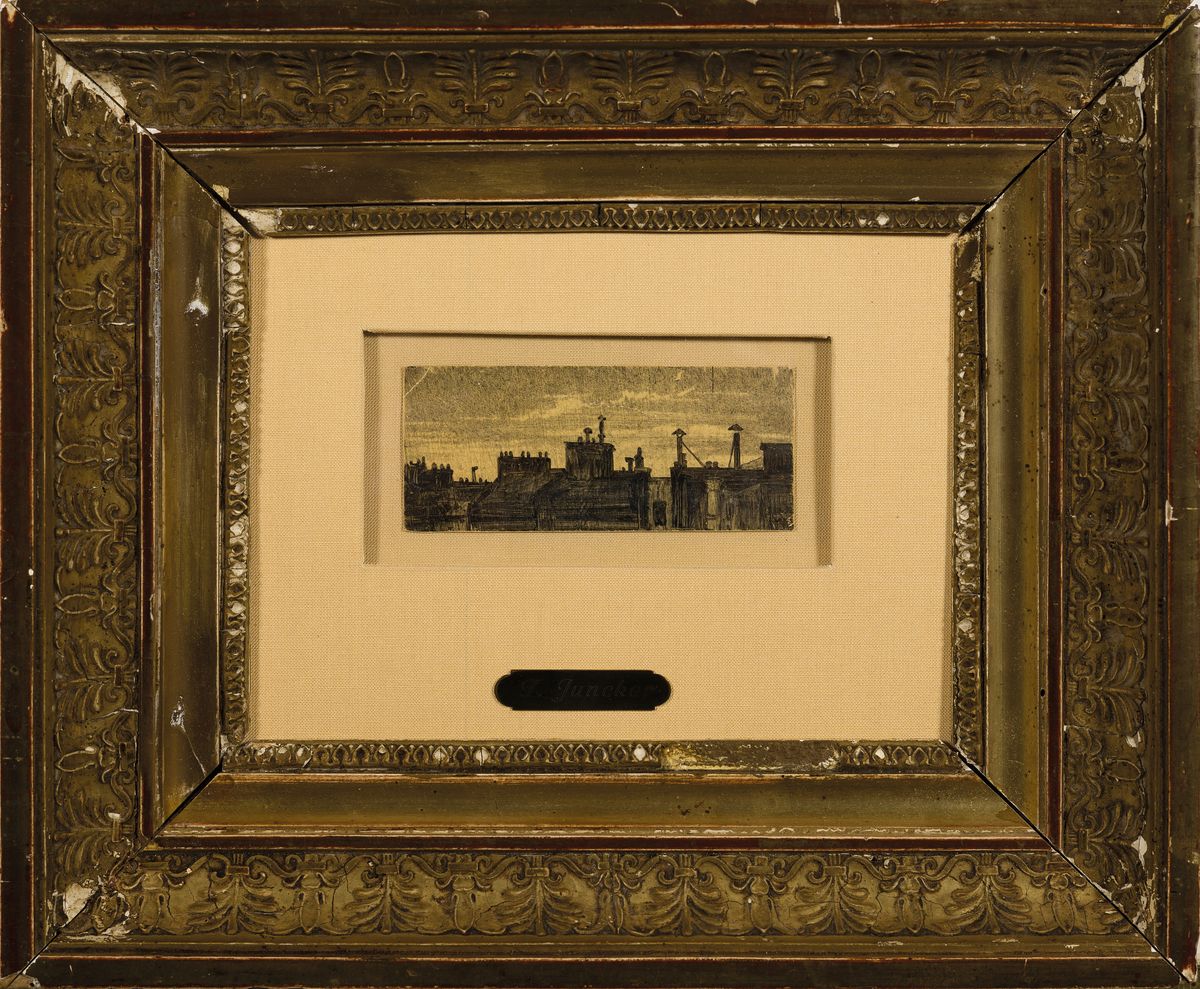 Detail o: Frederick Juncker, gest. 1906 in Paris, Schüler von L. Cogniet, Lit. vgl. Bénézit, hier: 3 Mischtechniken in Aquarell und Tusche, 1.) Waldweg, ca. ...