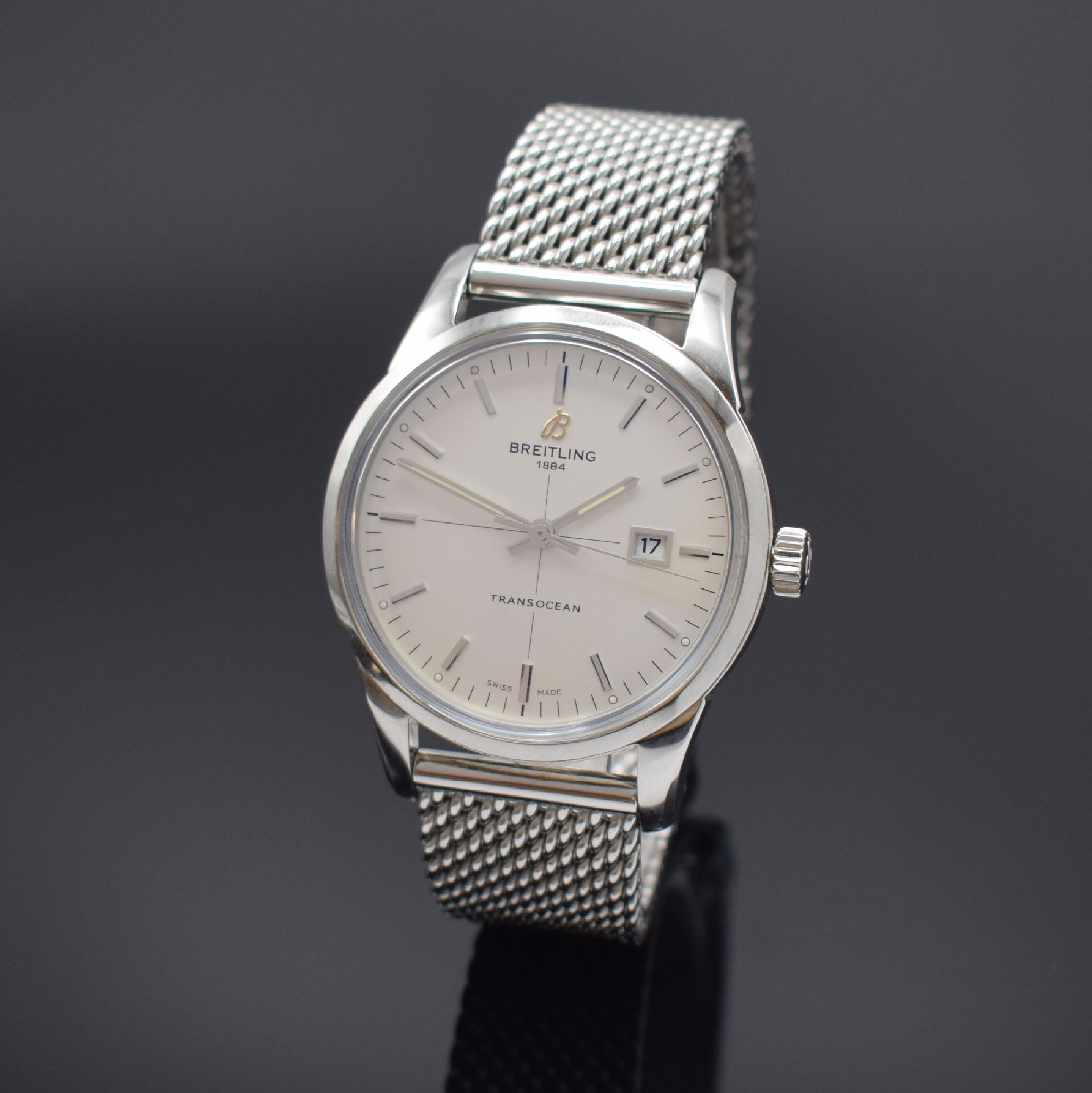 BREITLING Transocean Herrenarmbanduhr in Stahl Referenz A10360, Schweiz lt. orig. Papier verk. 2012, Automatik, verschr. Geh. orig. Milanaiseband m. ...