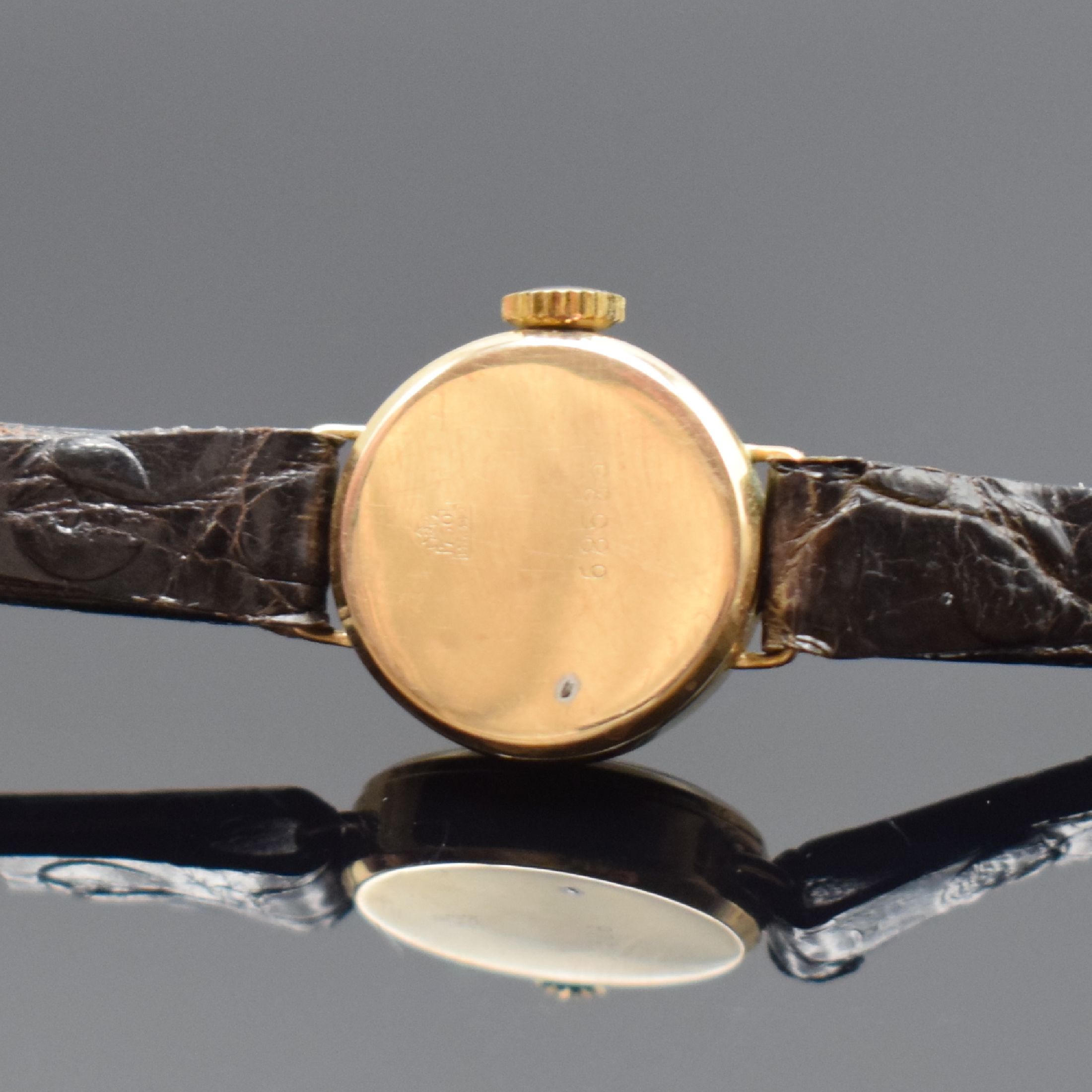 Detail e: GUB Glashütte seltene Damenarmbanduhr in GG 585/000 sowie 1 weitere Damenuhr in Gold, Deutschland um 1970, Handaufzug, gedr. Geh. m. integr. orig. ...