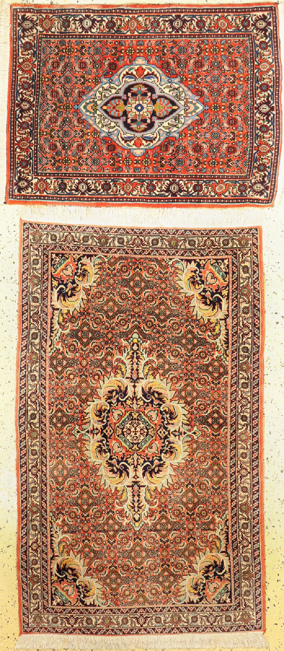1 paar Bidjar fein, Persien, ca. 40 Jahre, Korkwolle auf Baumwolle, ca. 150 x 90 cm, ca. 100 x 74 cm, EHZ: 1-2