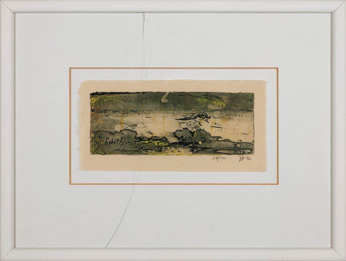 Detail k: Horst Janssen, 1929-1995, 2 Radierungen, oh Bobeth, 1x Farbradierung von 1992, sign. und num. 58/100, ca. 7x18cm, PP, u.Gl.´(Glas gesprungen), ca. ...
