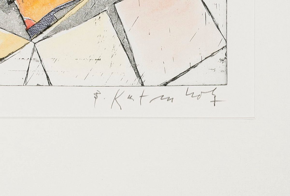 Detail a: Bernd Kastenholz, geb. 1949 Speyer, Studium an der Akademie Stuttgart, hier: Mann-Rätsel, Farblithographie, handsign., betitelt, num. 12/90, ca. ...