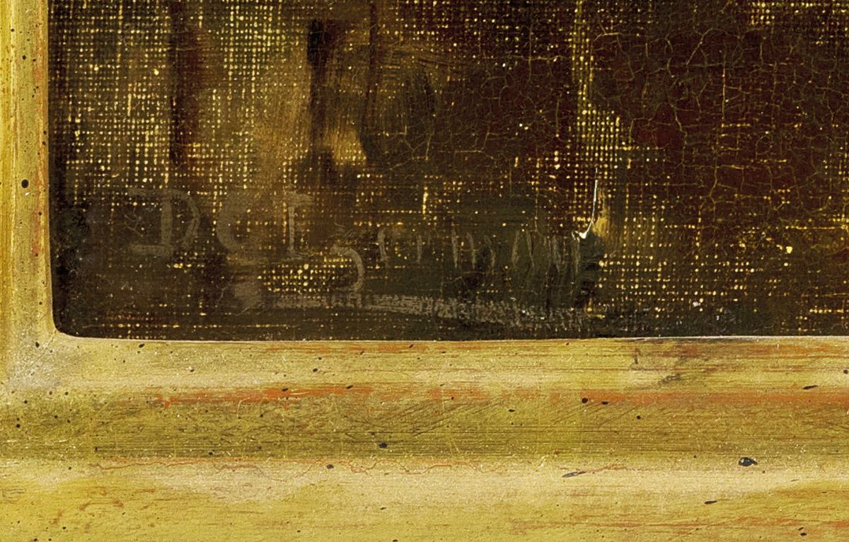 Detail a: Dirk Gerard Ezerman, 1848 Zutphen-1913 Rotterdam, Sumpflandschaft mit Kopfweiden und Gebäude, Öl/Malkarton, links unten signiert, ca. 33x50cm, R. ...