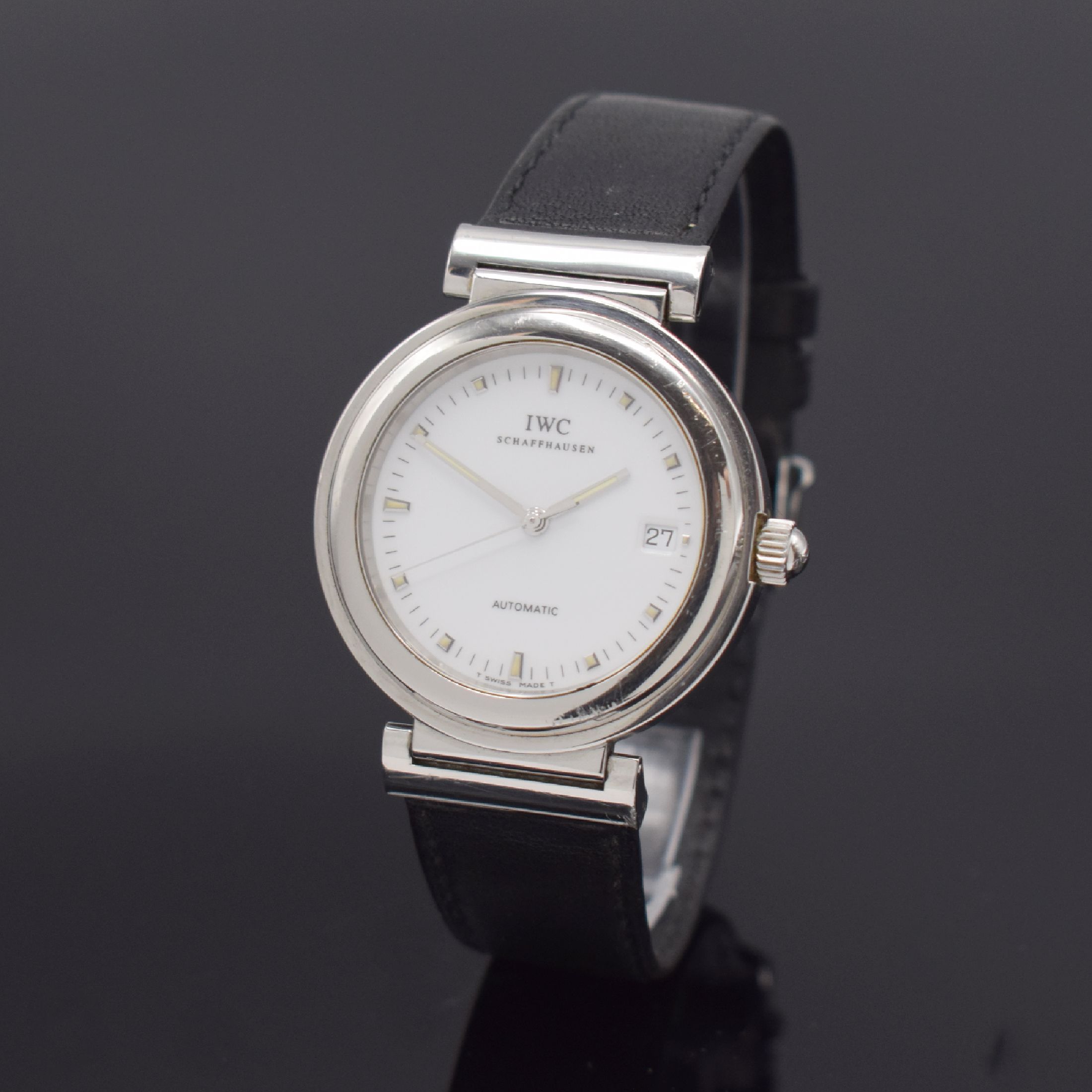 IWC Herrenarmbanduhr Modellserie Da Vinci SL Referenz 3528, Automatik, Schweiz um 2000, Edelstahlgeh. inkl. orig. Lederband m. orig. Dornschl., ...