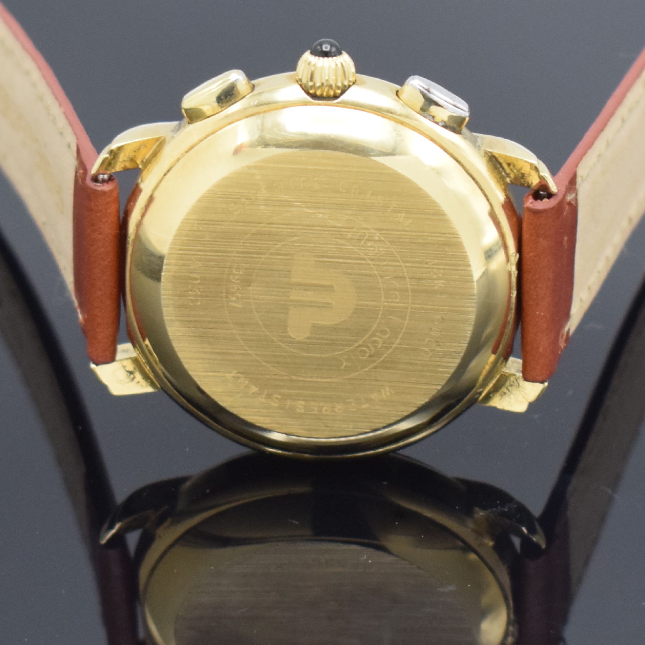 Detail d: MAURICE LACROIX Armbandchronograph in GG 750/000 Referenz 39657, Automatik, Schweiz um 2000, Boden aufgedr. (dell.), silb. Zifferbl. m. aufgel. ...