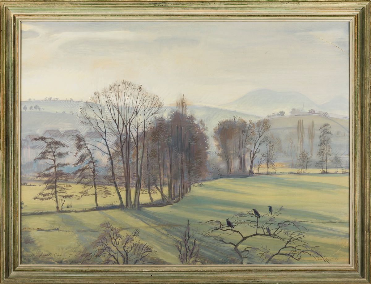 Detail k: Hermann Croissant, 1897-1963 Landau, Privatschüler von Albert Haueisen, später an der Akademie München bei Becker-Gundahl, hier:Die Reiterwiesen ...