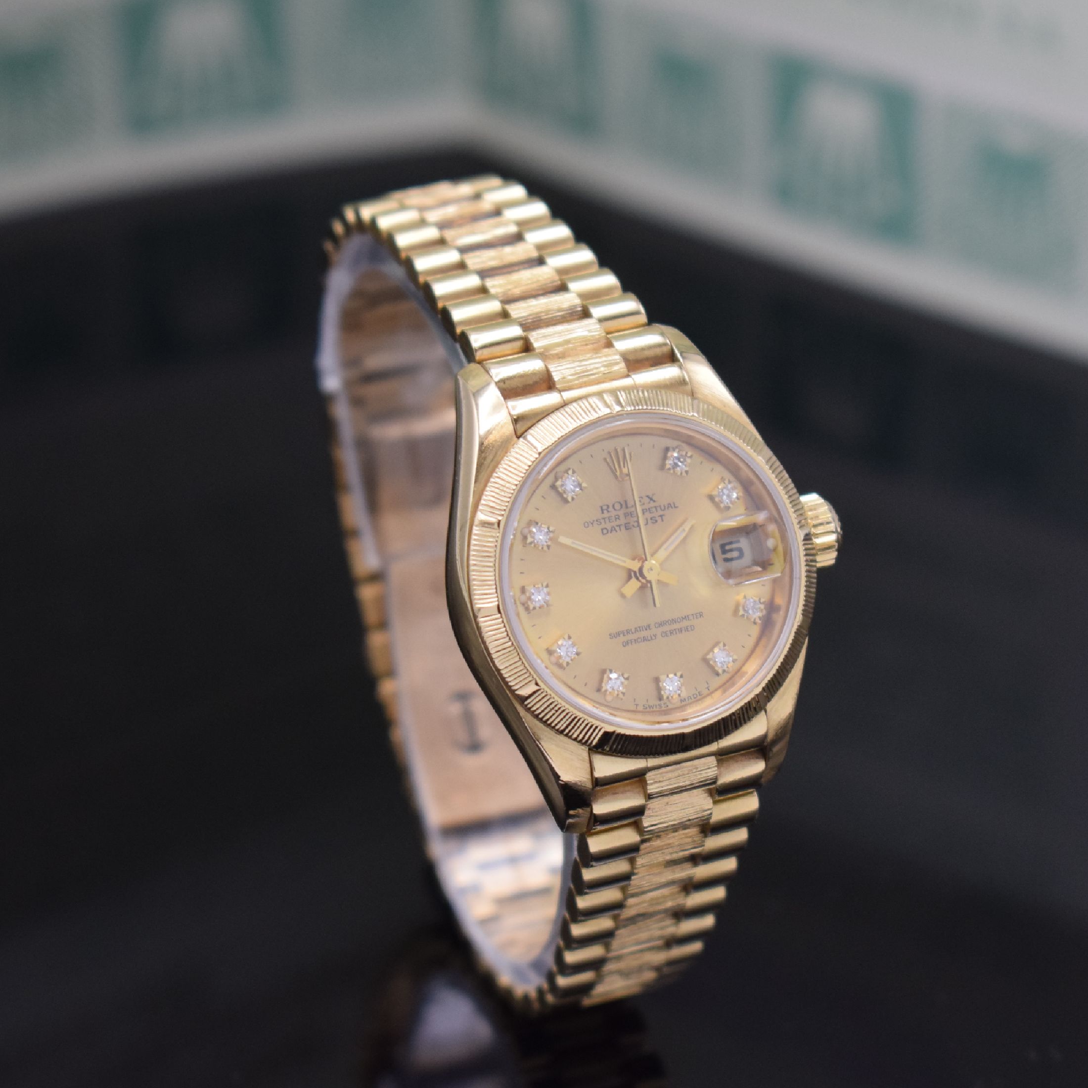Detail b: ROLEX Damenarmbanduhr Oyster Perpetual Datejust Referenz 69278, Automatik, E-Serie, Chronometer der Superlative in GG 750/000 inkl. Präsidentband m. ...