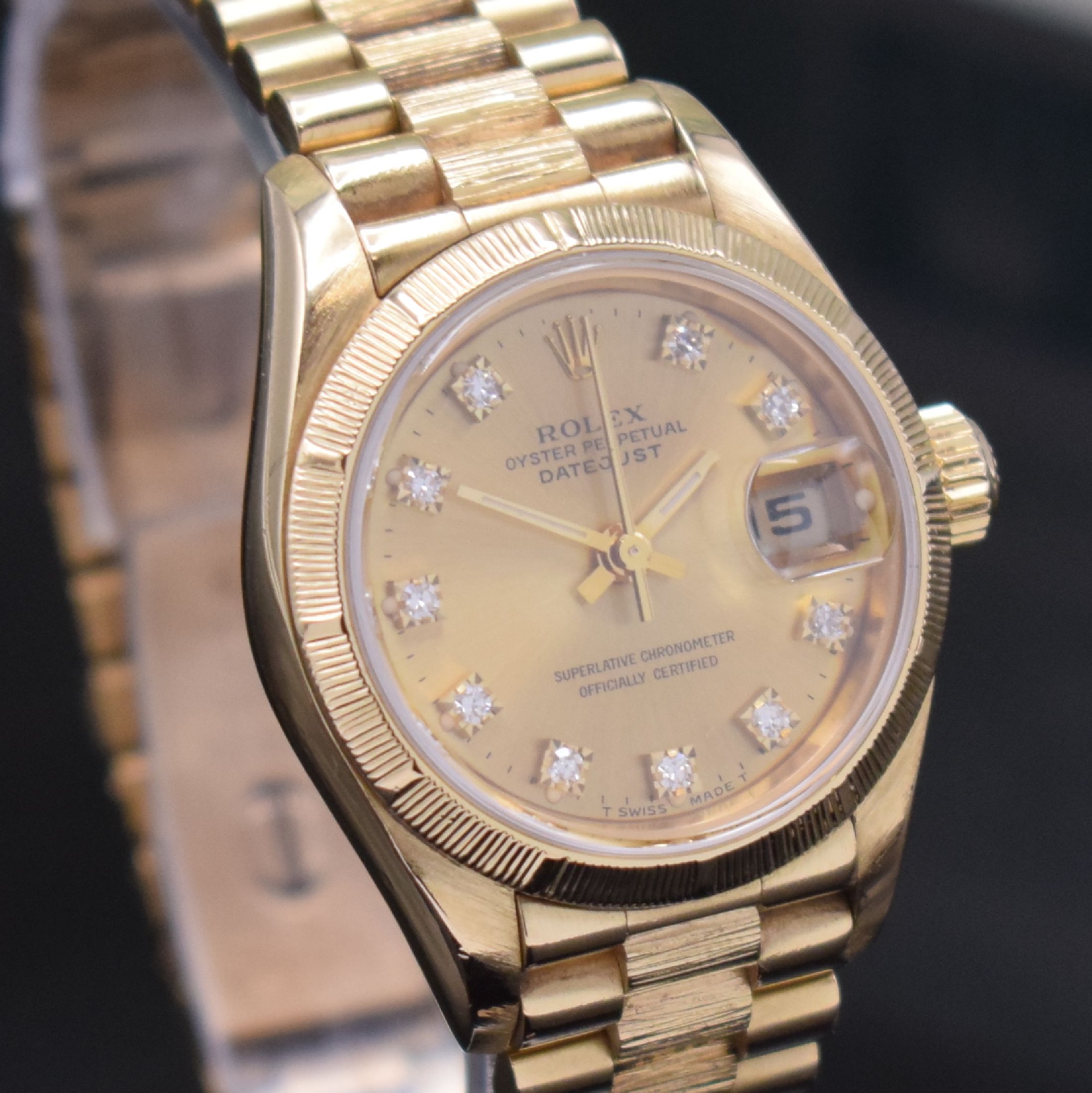 Detail c: ROLEX Damenarmbanduhr Oyster Perpetual Datejust Referenz 69278, Automatik, E-Serie, Chronometer der Superlative in GG 750/000 inkl. Präsidentband m. ...