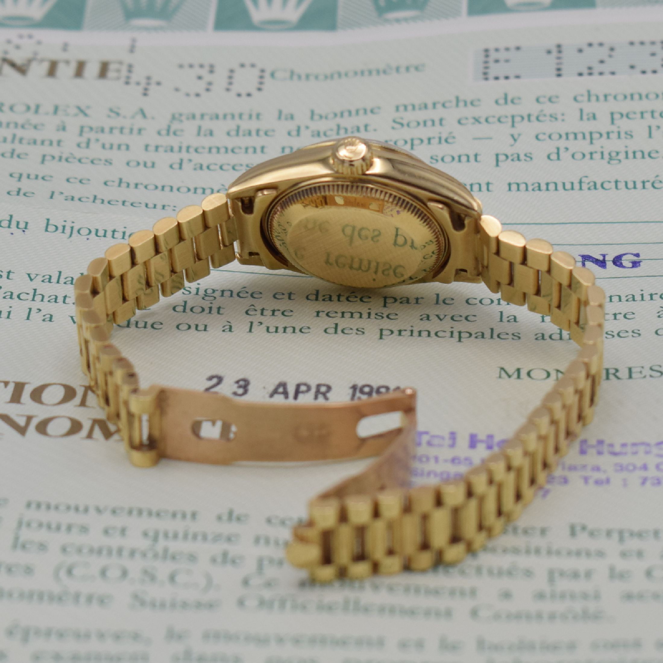 Detail d: ROLEX Damenarmbanduhr Oyster Perpetual Datejust Referenz 69278, Automatik, E-Serie, Chronometer der Superlative in GG 750/000 inkl. Präsidentband m. ...