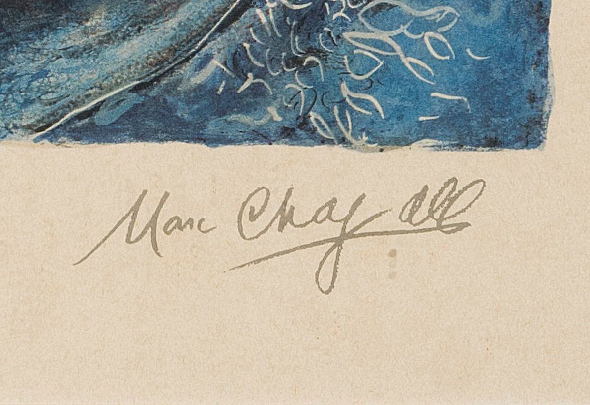 Detail a: Marc Chagall, 1887-1985, Farblithographie, rechts unten drucksigniert, links unten num. E 19/500, ca. 70x53cm, u.Gl., R. ca. 108x87cm