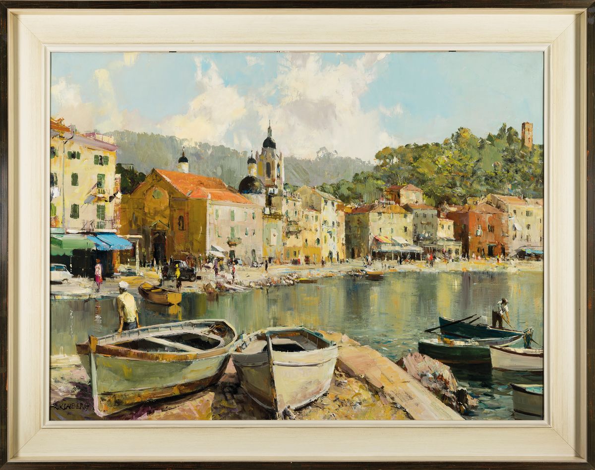 Detail k: Friedrich Klaiberg, 1921 Gelsenkirchen-1998,Südlicher Hafen, rückseitig bez. Lerici, Öl/Lwd, links unten signiert, ca. 60x80cm, R. ca. 75x95cm