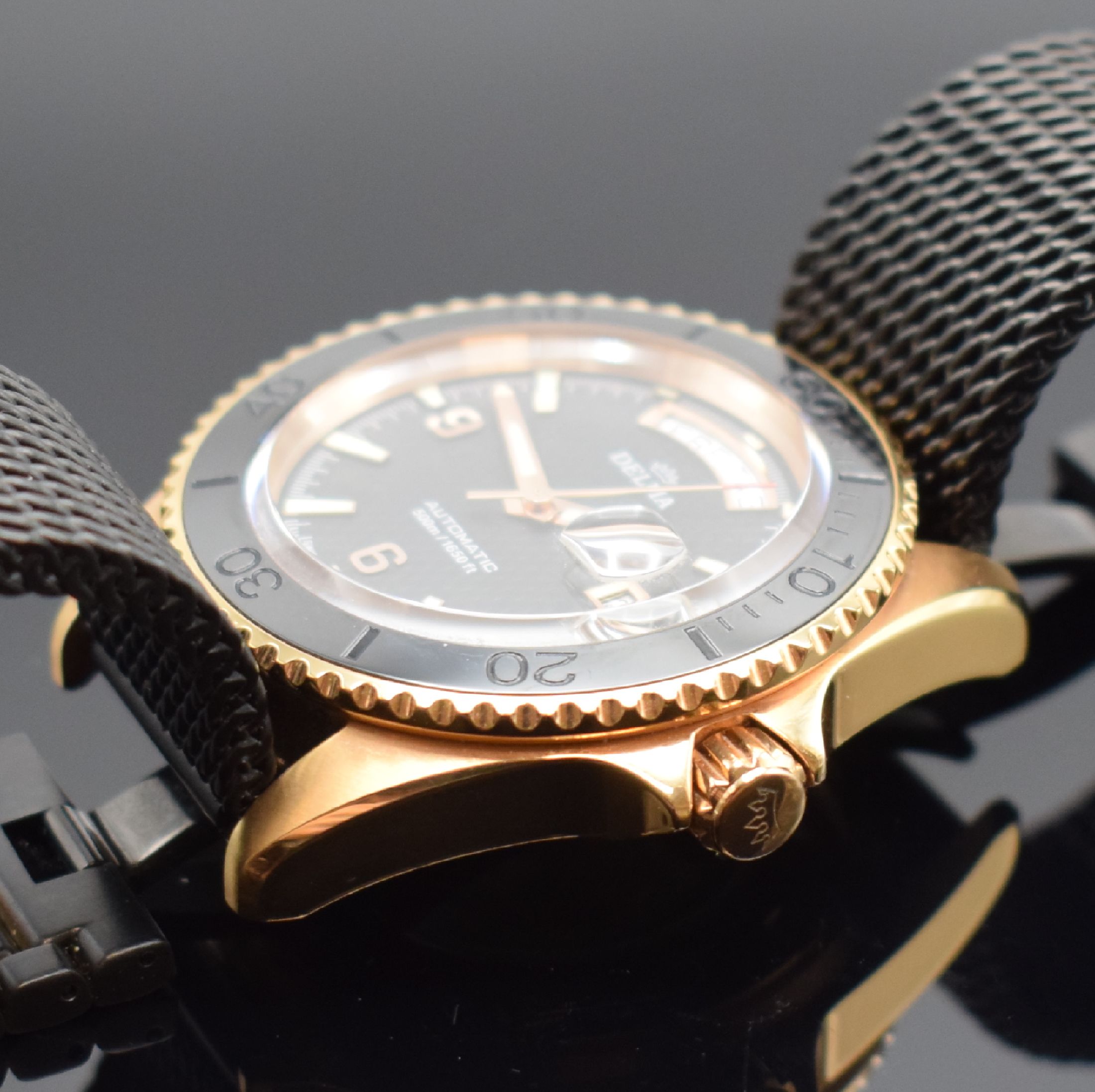 Detail c: DELMA Santiago Day Date auf 100 Stück limitierte Herrenarmbanduhr Referenz 43801.696.6, Schweiz um 2019, Automatik, verg. Geh. beids. vergl., ...