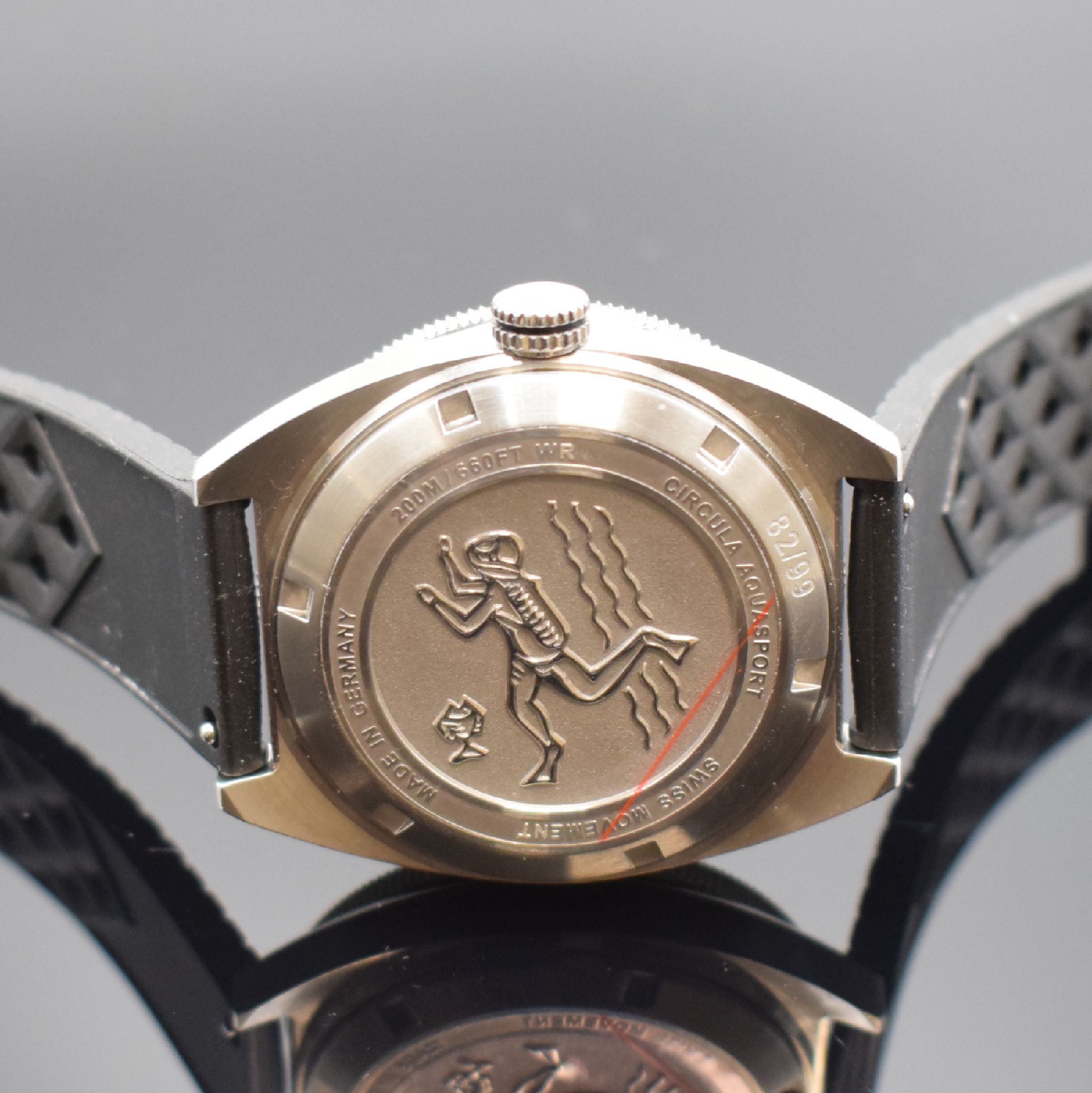 Detail d: CIRCULA Aquasport auf 99 Stück limitierte Herrenarmbanduhr in Stahl, Deutschland lt. beil. Zertifikat 2021, Automatik, Boden und Krone verschr., ...