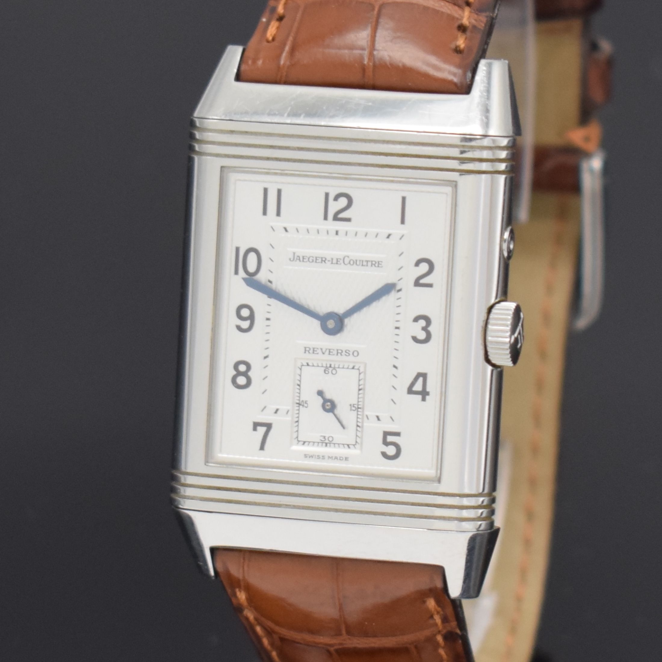 Detail a: Jaeger-LeCoultre Reverso Duoface Herrenarmbanduhr in Edelstahl Referenz 270.8.54, Schweiz um 2000, Handaufzug, Wendegehäuse, beids. Zeitanzeige, ...
