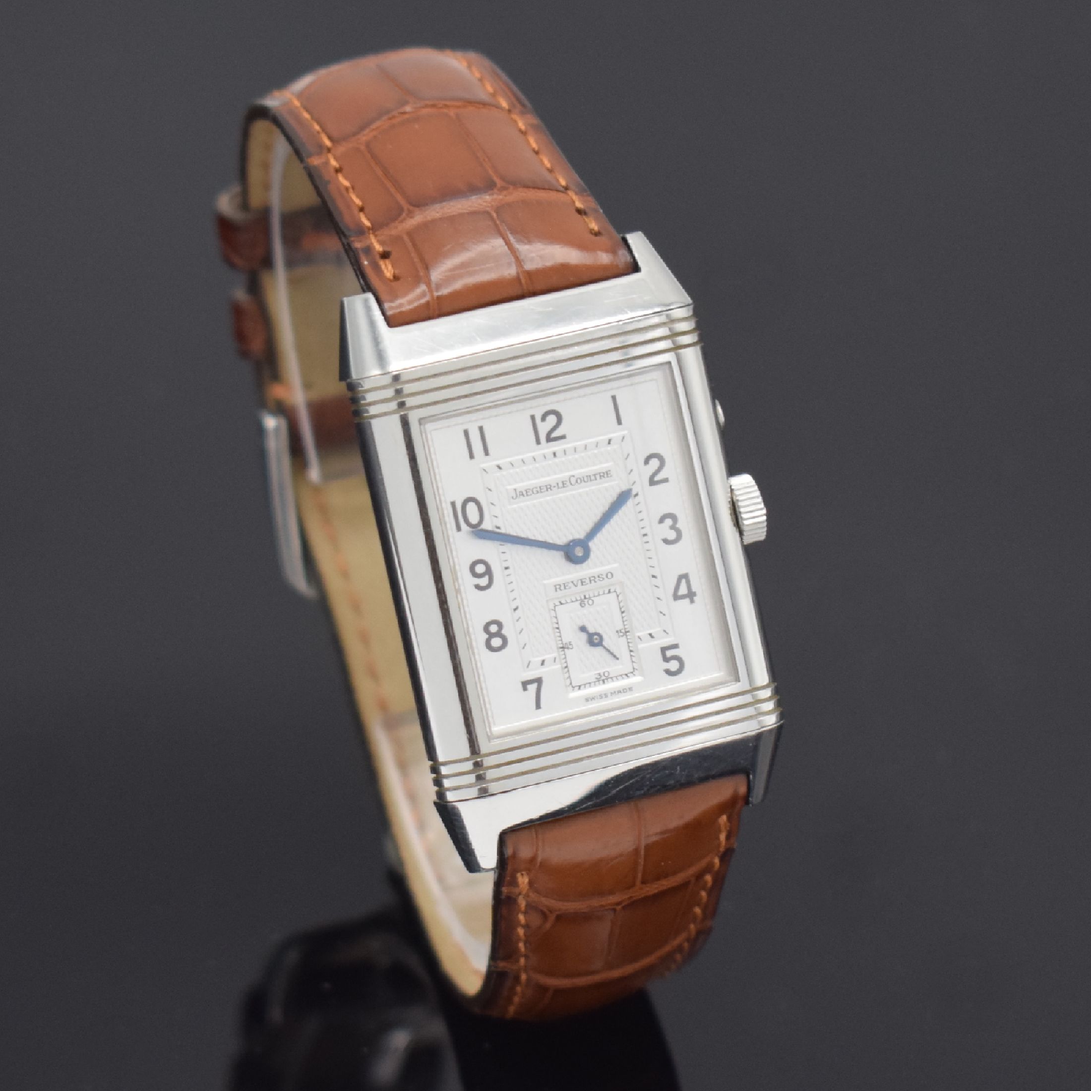 Detail f: Jaeger-LeCoultre Reverso Duoface Herrenarmbanduhr in Edelstahl Referenz 270.8.54, Schweiz um 2000, Handaufzug, Wendegehäuse, beids. Zeitanzeige, ...