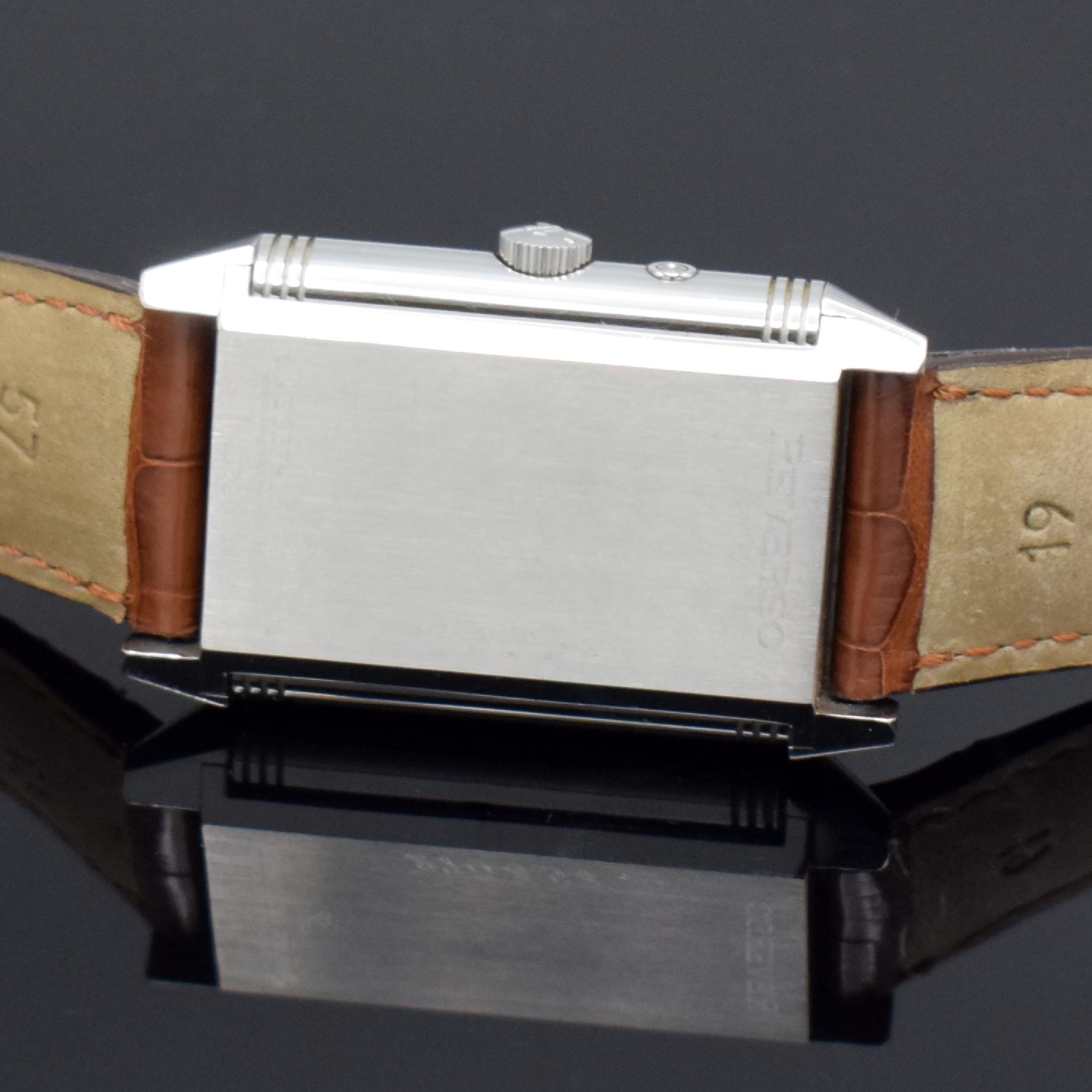 Detail h: Jaeger-LeCoultre Reverso Duoface Herrenarmbanduhr in Edelstahl Referenz 270.8.54, Schweiz um 2000, Handaufzug, Wendegehäuse, beids. Zeitanzeige, ...