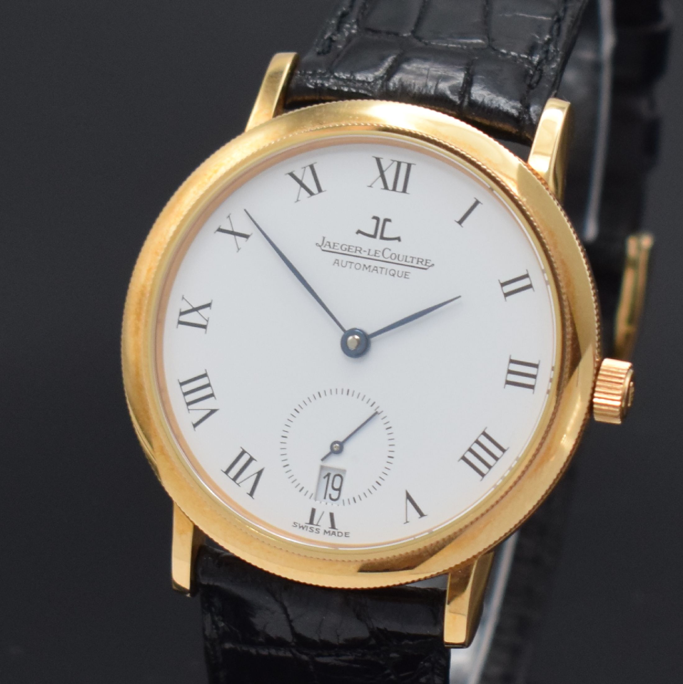 Detail a: Jaeger-LeCoultre Herrenarmbanduhr Modell Gentilhomme Referenz 155.2.9 in RG 750/000, Schweiz um 1993, massives Goldgeh. inkl. orig. Lederband m. ...