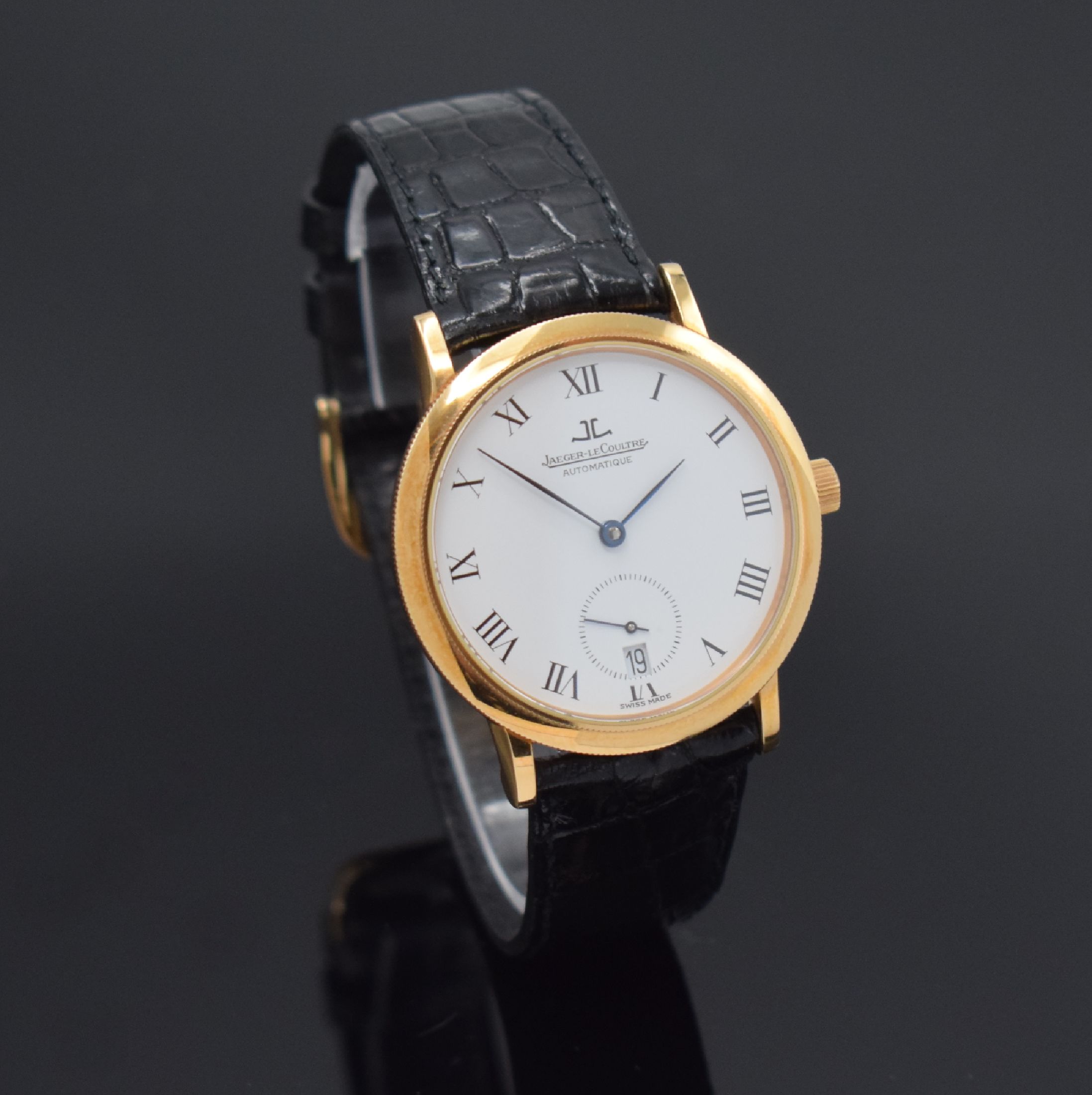 Detail b: Jaeger-LeCoultre Herrenarmbanduhr Modell Gentilhomme Referenz 155.2.9 in RG 750/000, Schweiz um 1993, massives Goldgeh. inkl. orig. Lederband m. ...