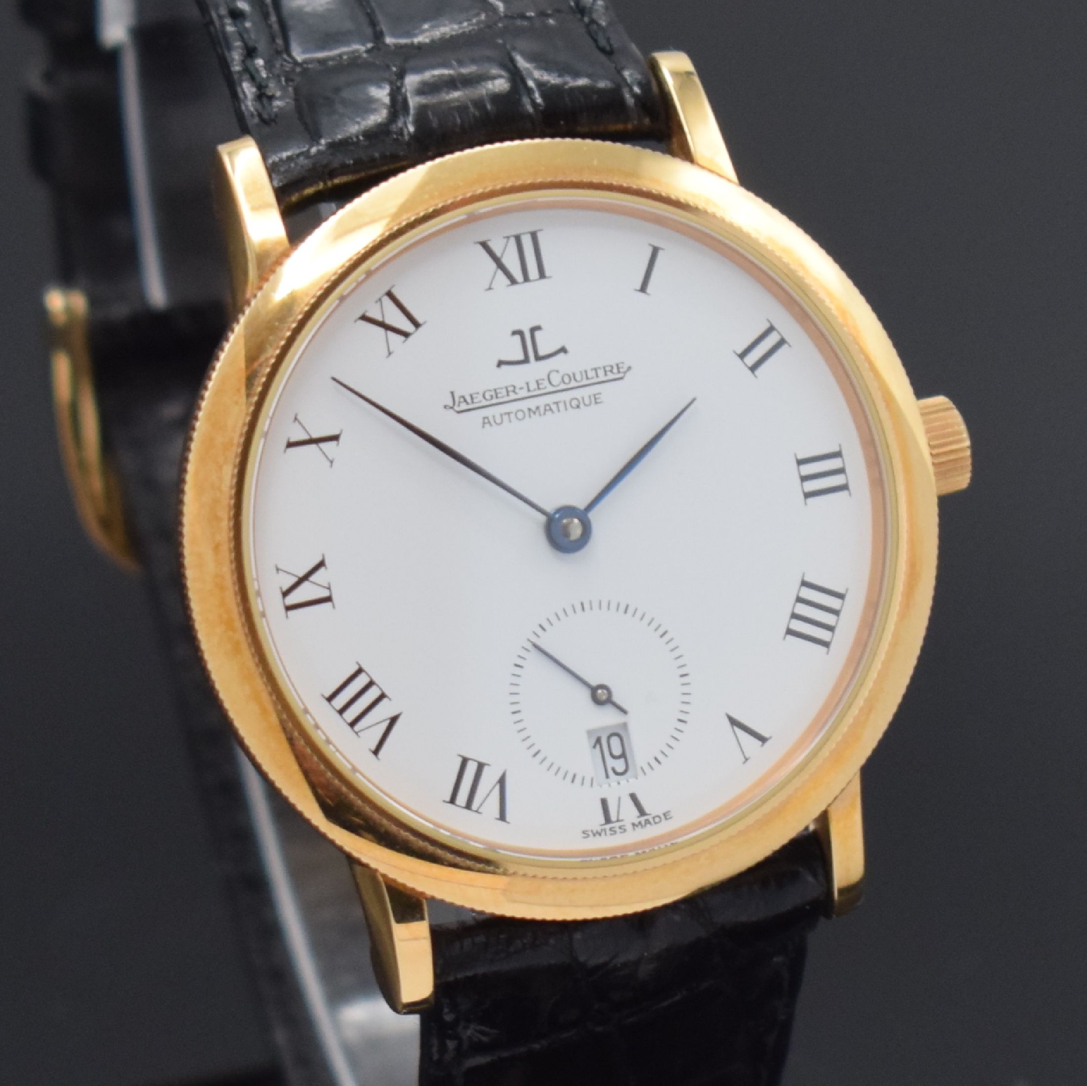 Detail c: Jaeger-LeCoultre Herrenarmbanduhr Modell Gentilhomme Referenz 155.2.9 in RG 750/000, Schweiz um 1993, massives Goldgeh. inkl. orig. Lederband m. ...