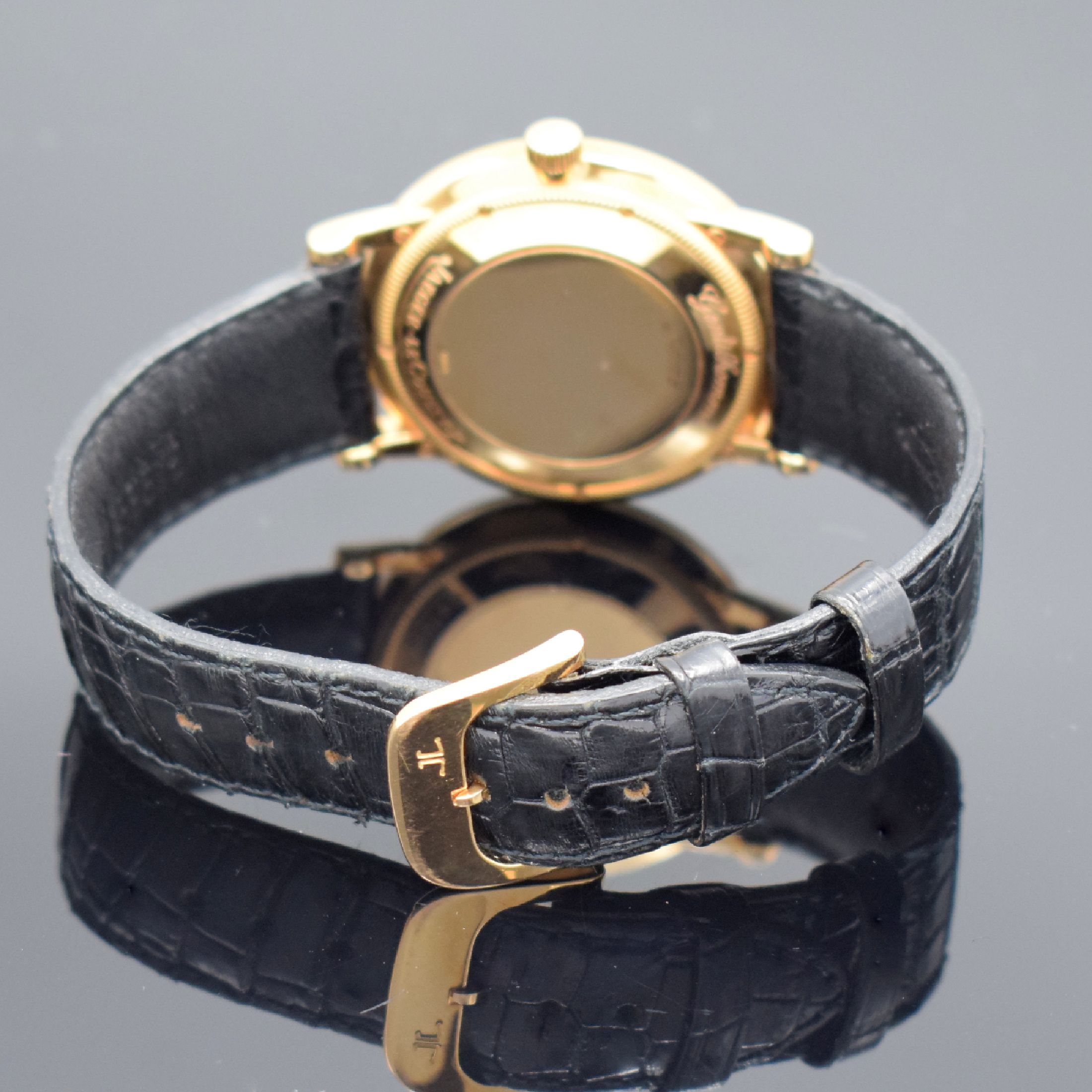 Detail d: Jaeger-LeCoultre Herrenarmbanduhr Modell Gentilhomme Referenz 155.2.9 in RG 750/000, Schweiz um 1993, massives Goldgeh. inkl. orig. Lederband m. ...