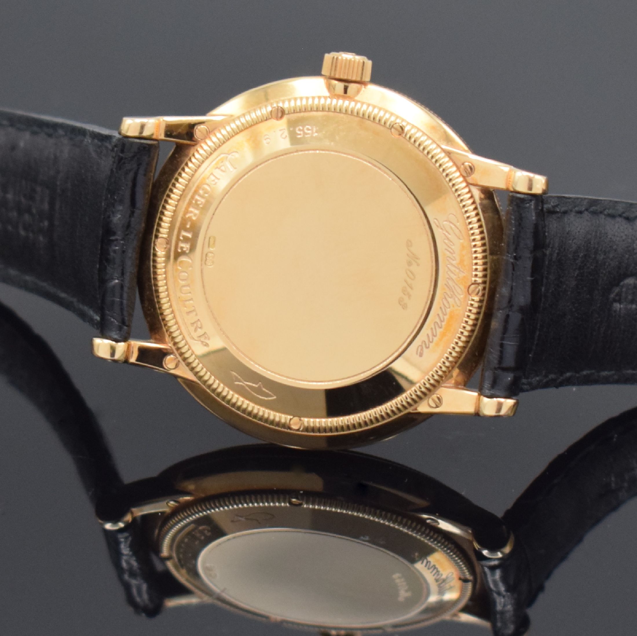 Detail f: Jaeger-LeCoultre Herrenarmbanduhr Modell Gentilhomme Referenz 155.2.9 in RG 750/000, Schweiz um 1993, massives Goldgeh. inkl. orig. Lederband m. ...