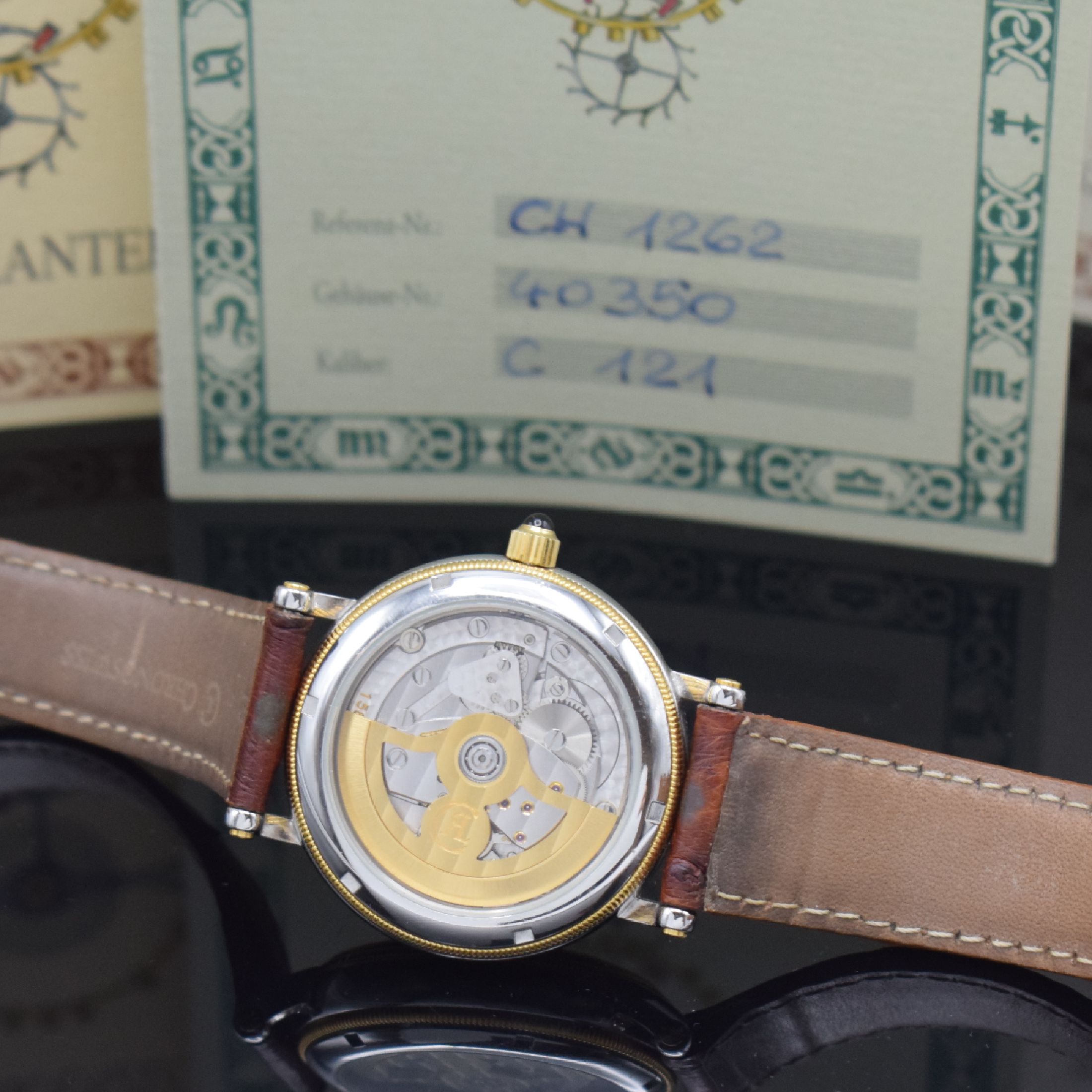 Detail e: CHRONOSWISS seltene Herrenarmbanduhr Orea Referenz CH 1262, Automatik, Schweiz um 2003, Edelstahl/Gold kombiniert inkl. orig. Lederband m. orig. ...