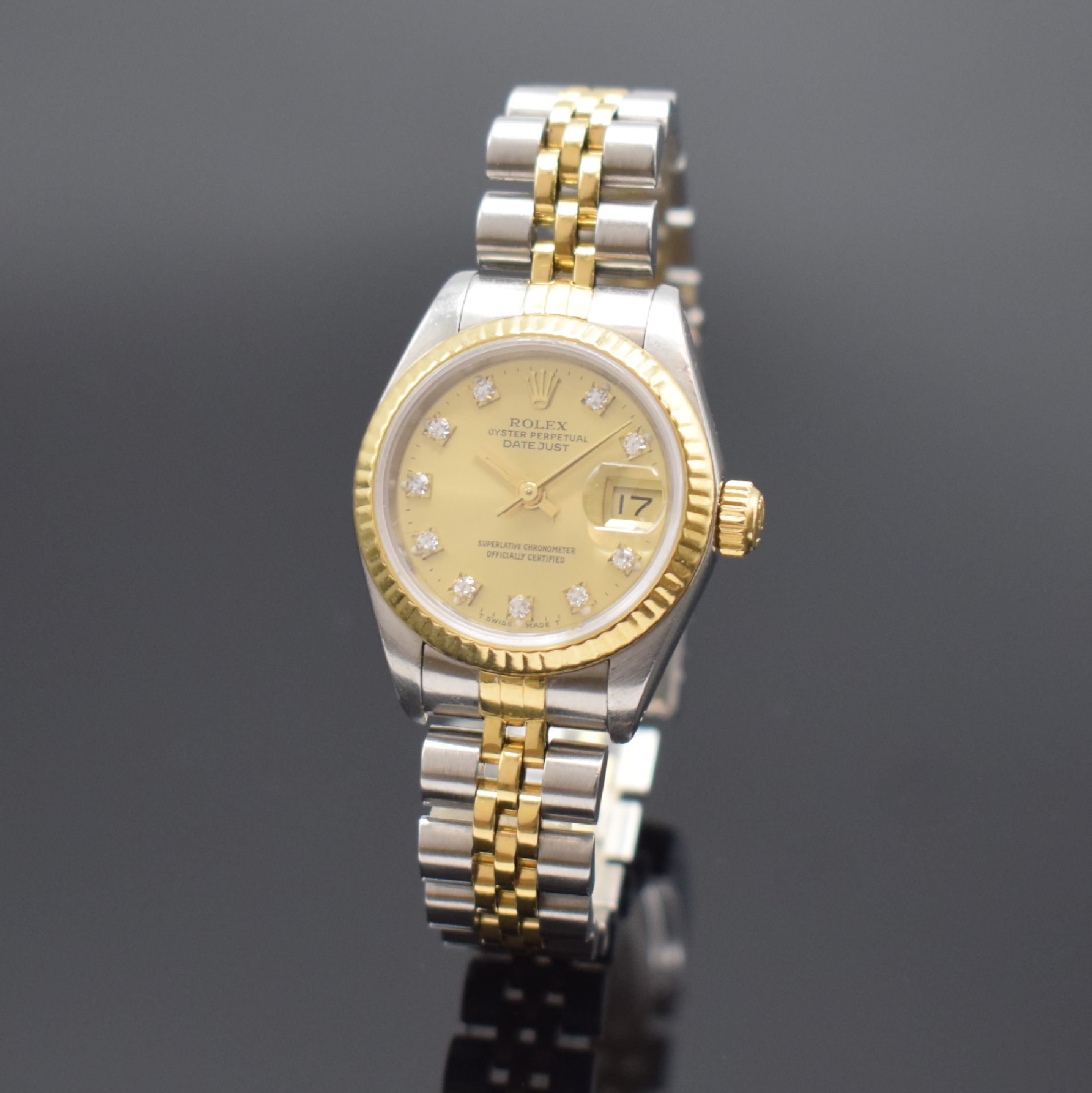 ROLEX Damenarmbanduhr Oyster Perpetual Datejust Referenz 69173, Automatik, Schweiz um 1988, Chronometer der Superlative in Stahl/Gold kombiniert ...