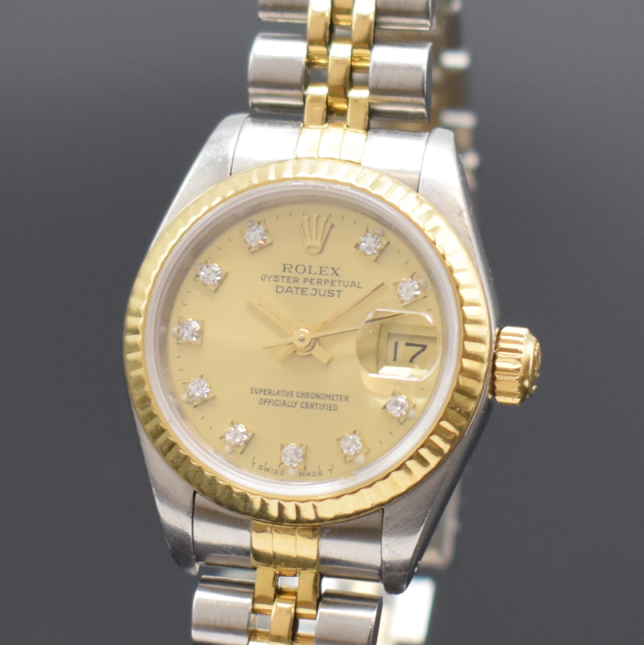 Detail a: ROLEX Damenarmbanduhr Oyster Perpetual Datejust Referenz 69173, Automatik, Schweiz um 1988, Chronometer der Superlative in Stahl/Gold kombiniert ...