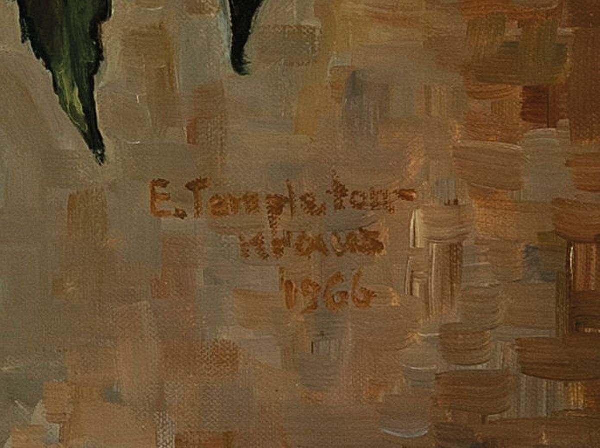 Detail a: Eva Templeton-Kraus, 1941-1942 Studium an der Akademie Karlsruhe bei August Gebhard, 1978 Übersiedelung nach Texas/USA, hier: Stillleben mit ...