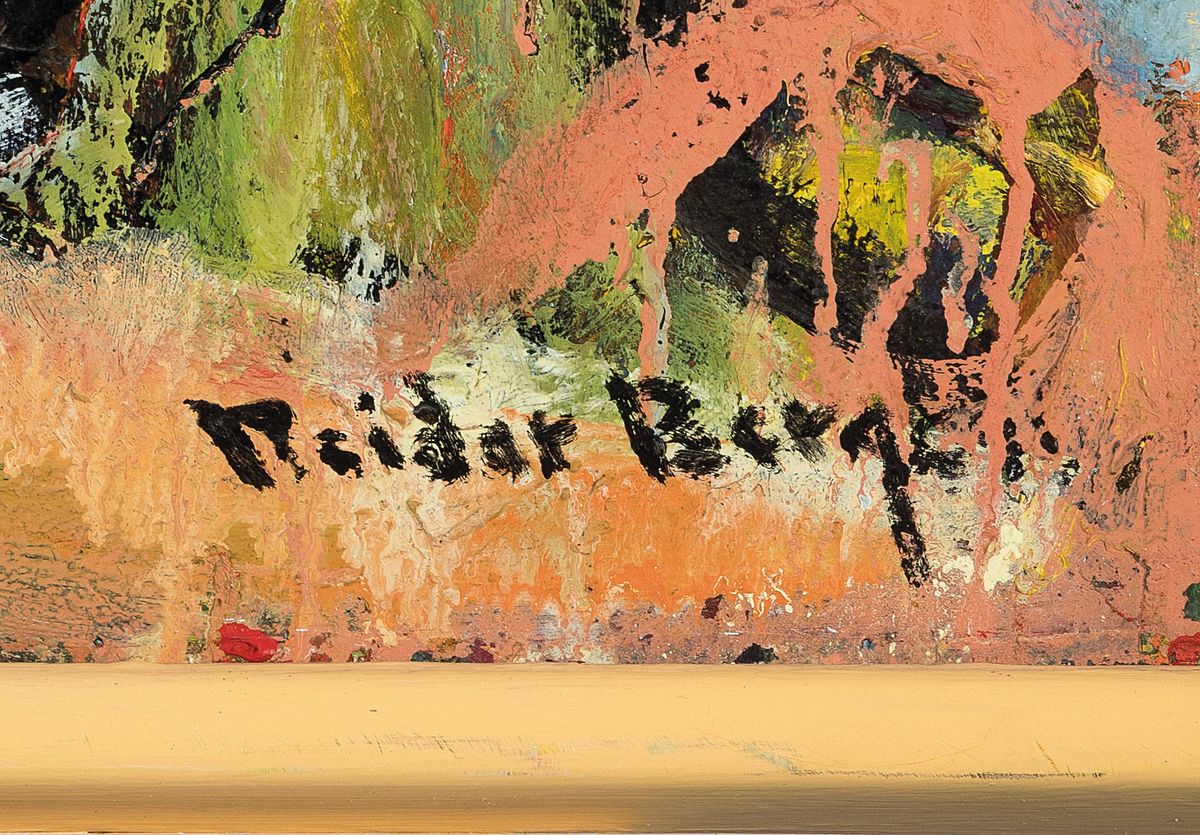 Detail a: Berge Reidar, 1922-2006, norwegischer Künstler, hier: Drei Clowns, Öl auf Malplatte, pastoser Farbauftrag, re. unten signiert, ca. 58,5x90 cm, R. ...