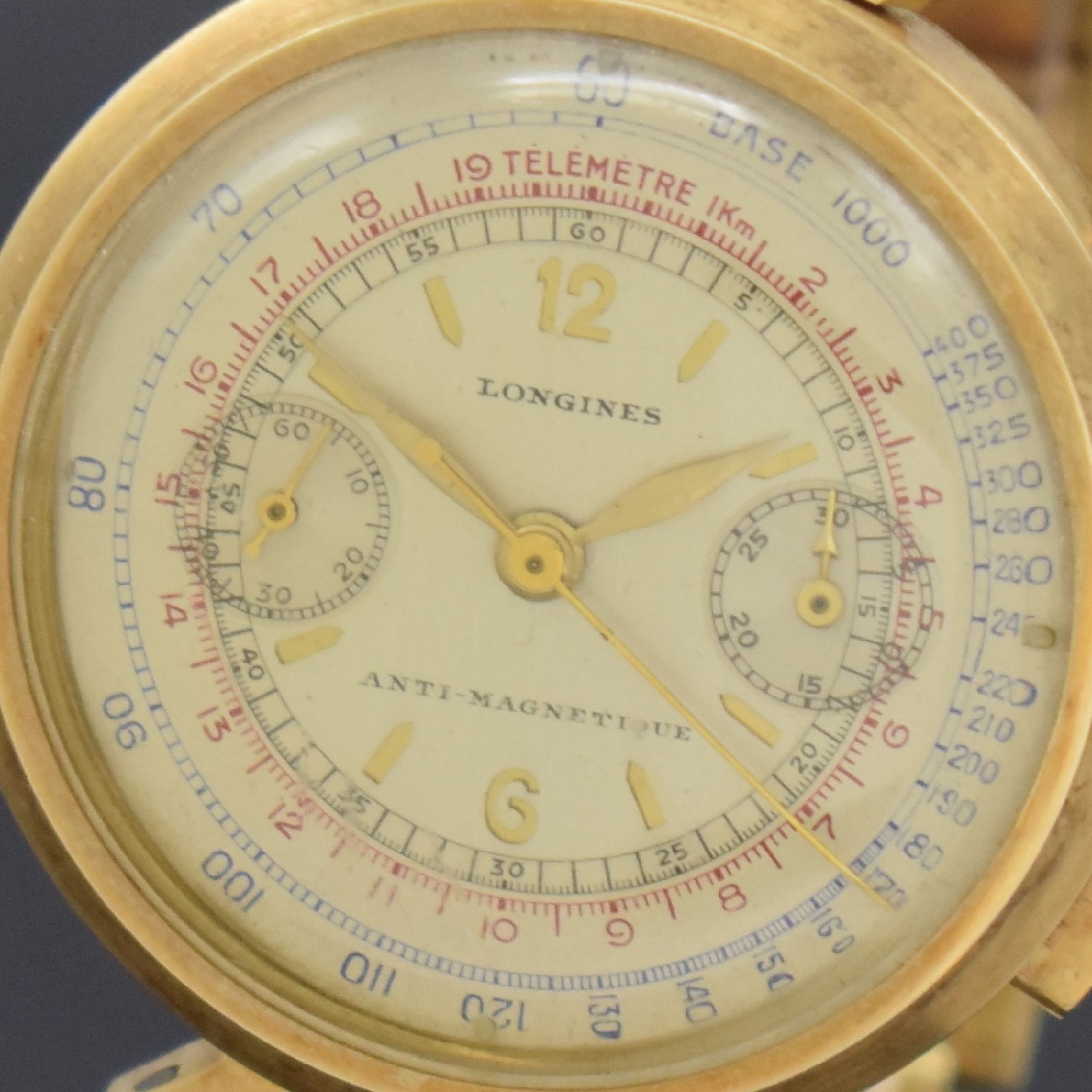 Detail b: LONGINES 13ZN extrem seltener Flyback- Chronograph in GG 585/000 am Goldband in nahezu neuwertigem Zustand, verkauft laut beil. Stammbuchauszug am ...