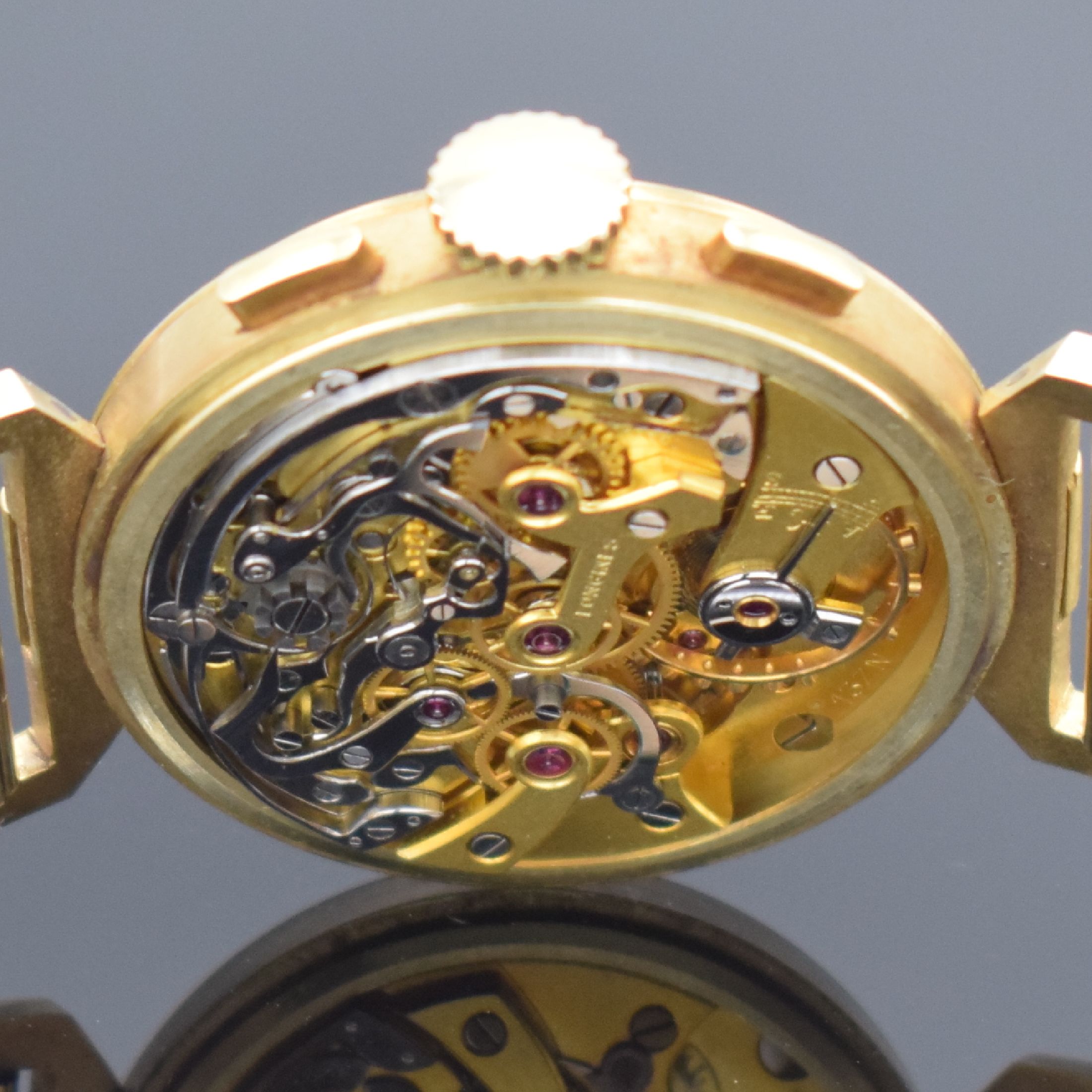 Detail f: LONGINES 13ZN extrem seltener Flyback- Chronograph in GG 585/000 am Goldband in nahezu neuwertigem Zustand, verkauft laut beil. Stammbuchauszug am ...
