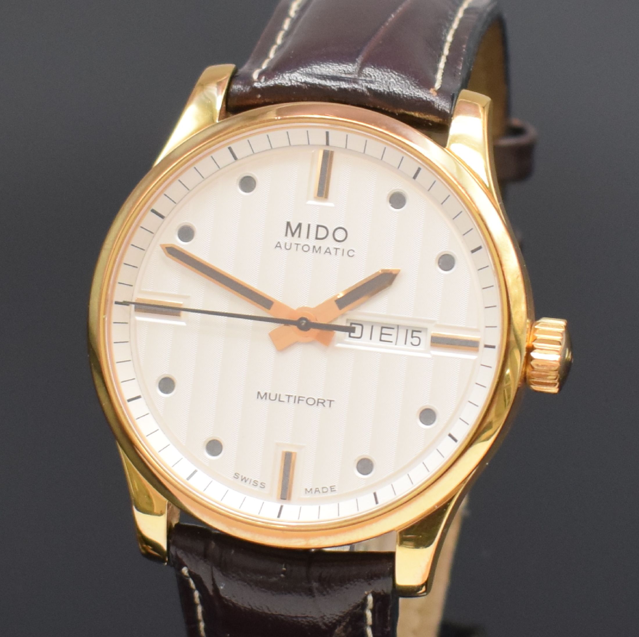 Detail a: MIDO Multifort Herrenarmbanduhr Referenz M005430 A, Schweiz um 2005, Automatik, Edelstahlgeh. verg., Boden und Krone verschr., Zifferblatt in ...